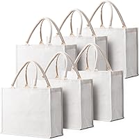 Vista 8 de Segarty Bolsas de mano, paquete de 6 bolsas de yute negro mediano de yute de arpillera reutilizable, bolsa de regalo con asas, bolsa en blanco a
