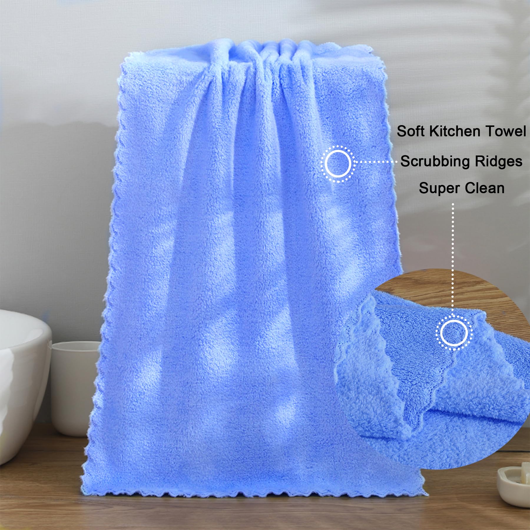 ALAZA Set Of 6 Rainbow Rose Kitchen Towels - Super Soft & Absorbent Flannel, 11x11 Inch, Dish Drying & Cleaning Cloths