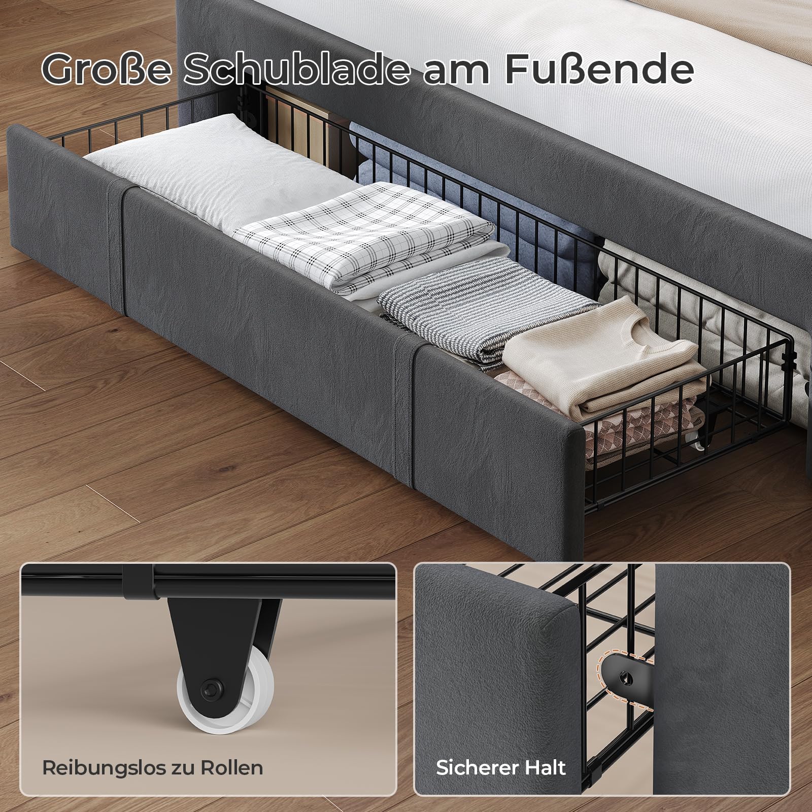 AGOLLATI Letto Matrimoniale con Contenitore 160x200 Letto Contenitore Matrimoniale Con LED Letto Contenitore Idraulico con Stazione Di Ricarica Struttura Letto Matrimoniale Con Testiera Regolabile
