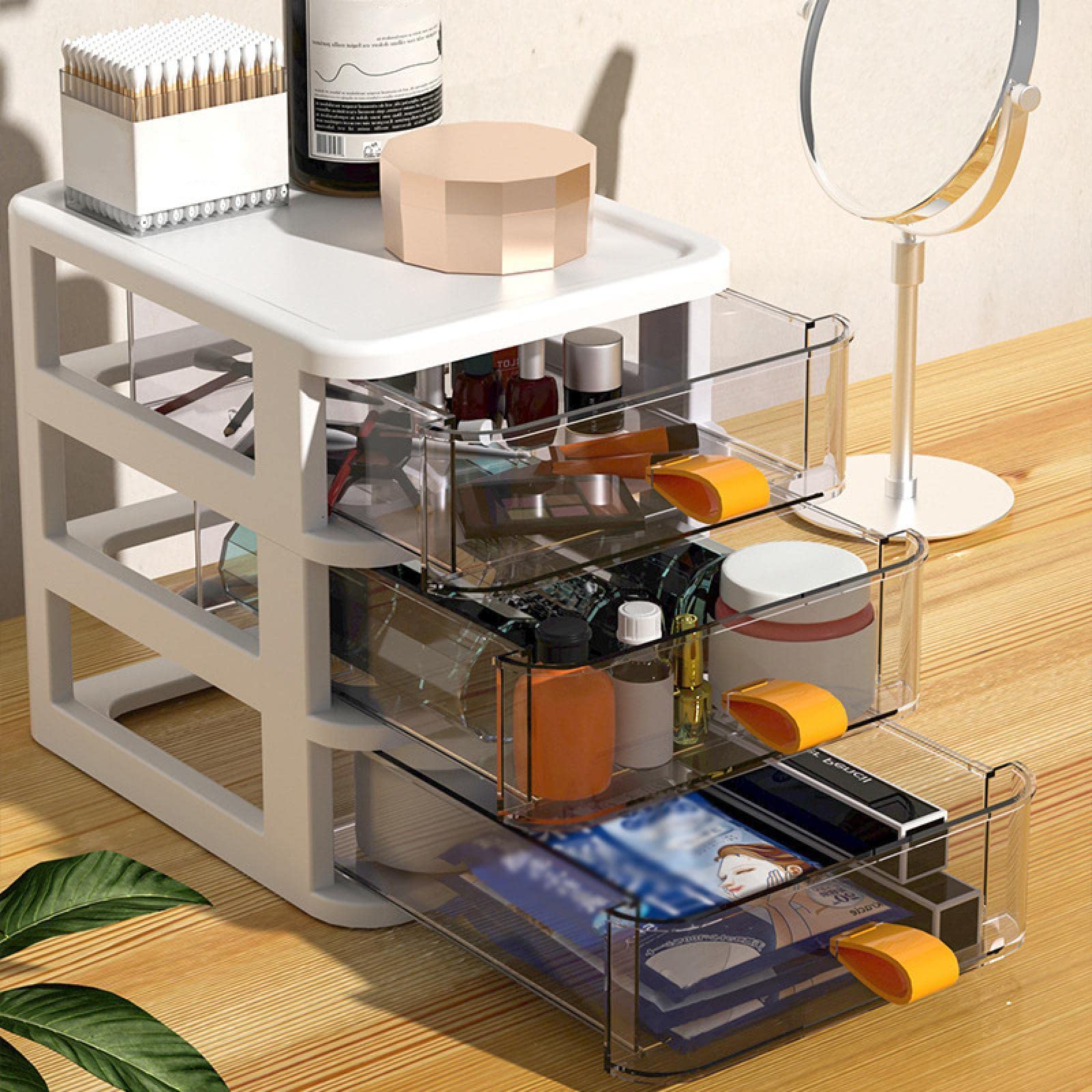 Organizer na kosmetyki z szufladą na biżuterię Travel Organizer na kosmetyki Desktop Beauty Makeup Storage Holder 01