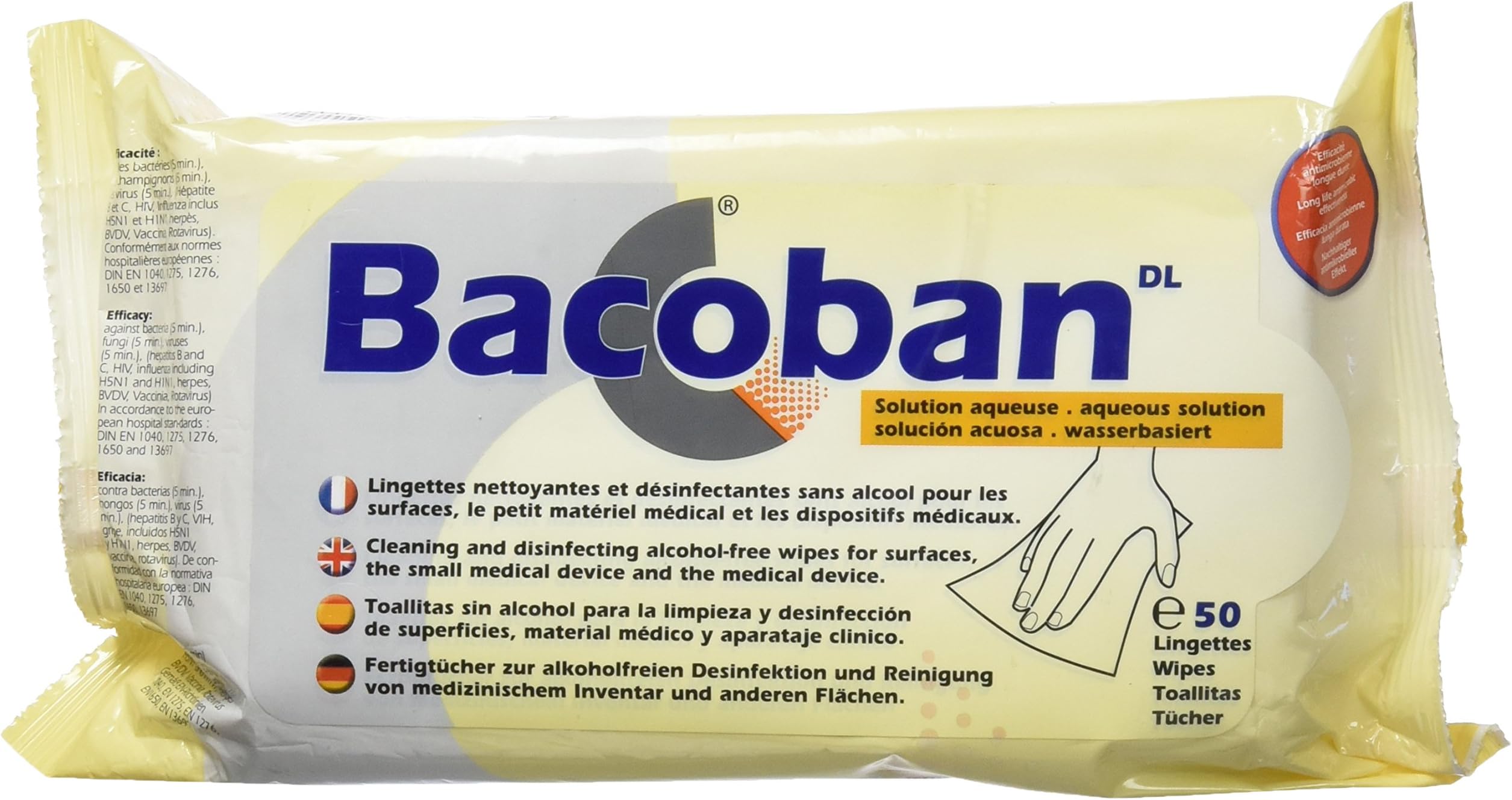 Water Based Disinfectant Wipes, 50 Sheets Per Pack, with Nanotechnology and Clinically Tested