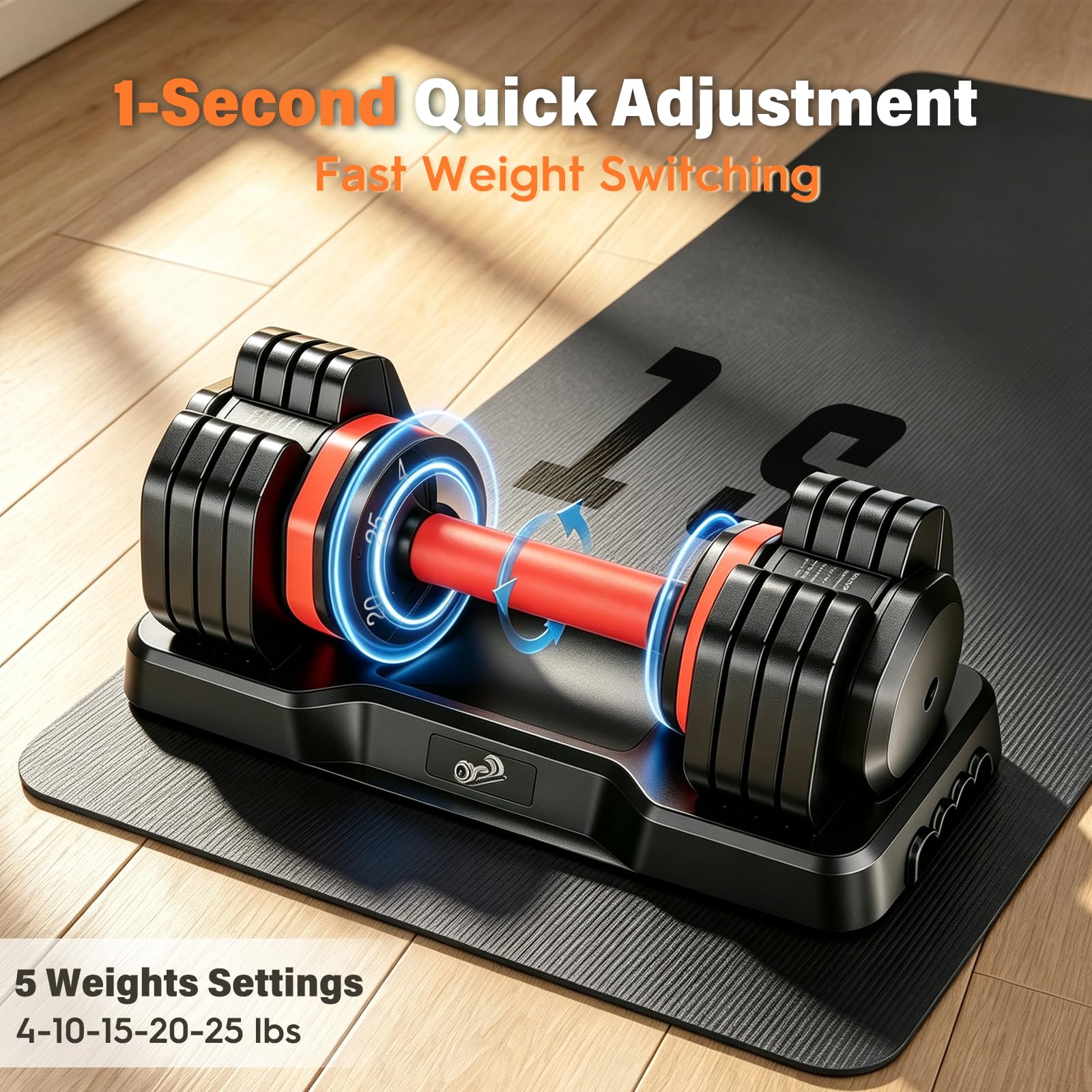 FEIERDUN Adjustable Dumbbell Set, Weight Set for Home Gym, 5/10-in-1 Free Weight Adjustable Dumbbells, Single Hand Twist Adjust with Non-Slip Handles, 90% Space Saving Strength Training for both Men&Women