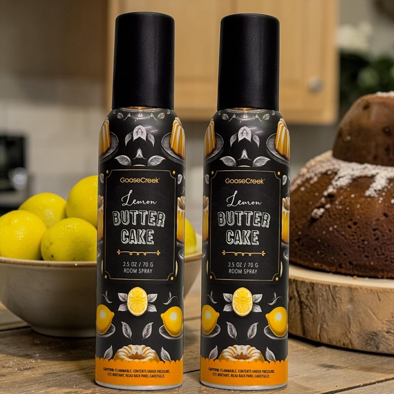 Lemon Butter Cake Room Spray, Bakery Scent, Vanilla Bean, Toasted Sugar, 2.5 oz, 2-Pack