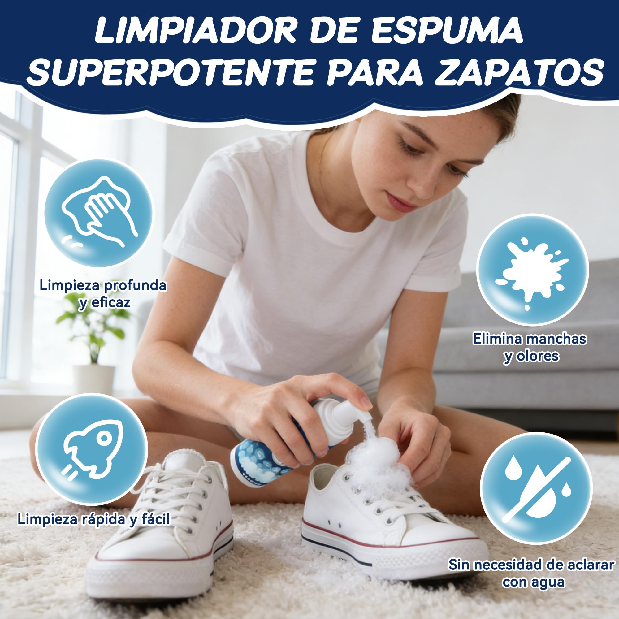 Kit limpieza zapatos, limpiador zapatillas blancas de 200 ml con cepillo y paño de microfibra. Limpia rápidamente sin agua zapatillas de cuero, lona, tejido de punto, goma y zapatillas para correr