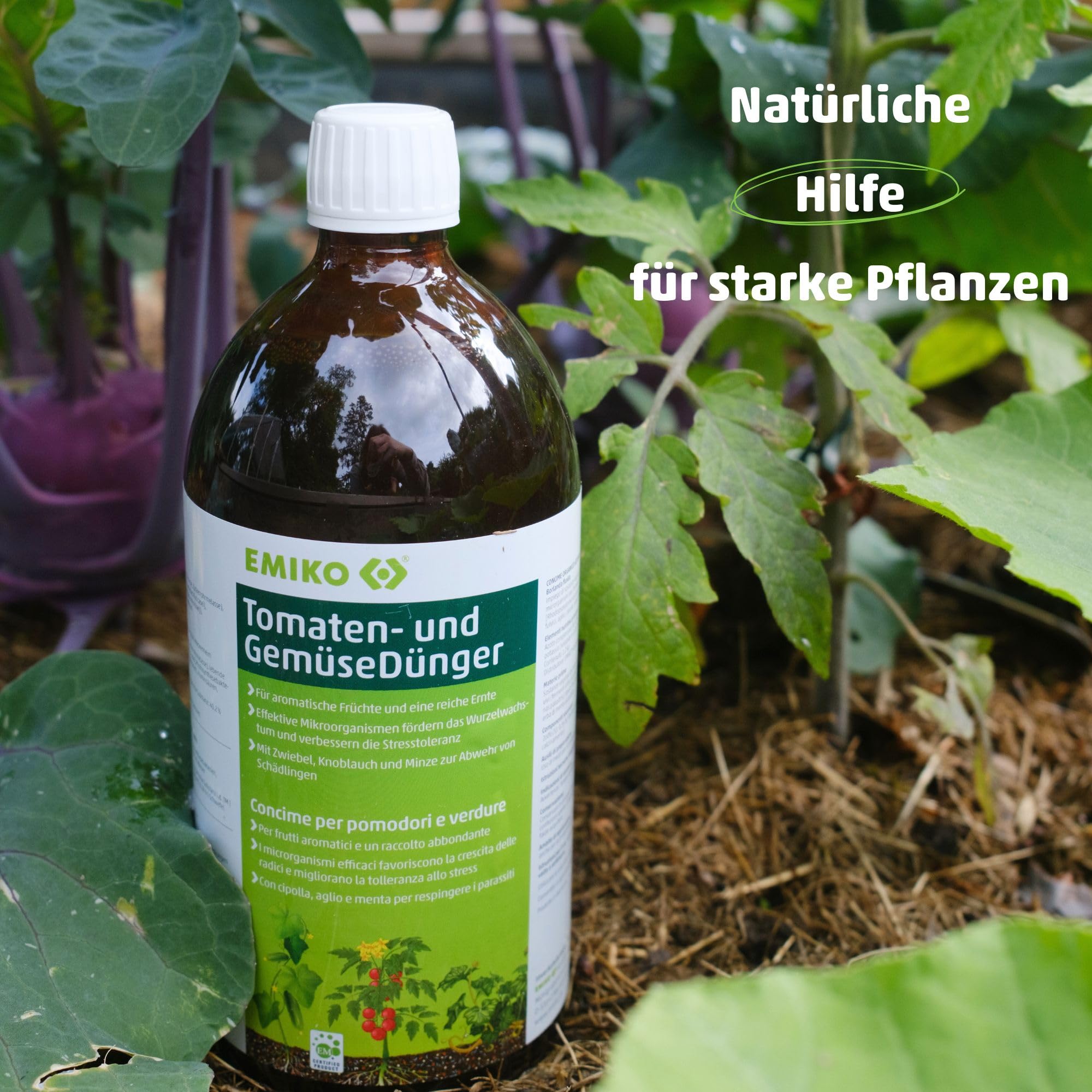 Emiko Tomaten- und GemüseDünger 1,2kg für aromatisches Gemüse und eine reiche Ernte mit effektiven Mikroorganismen I Tomaten I Gurken I Zucchini I Paprika etc.