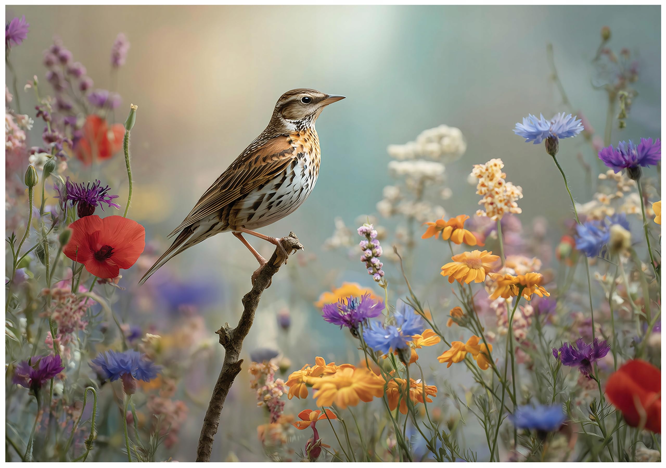Wallarena Bird Beige Non-Woven Photo Wallpaper 300 X 210 Cm