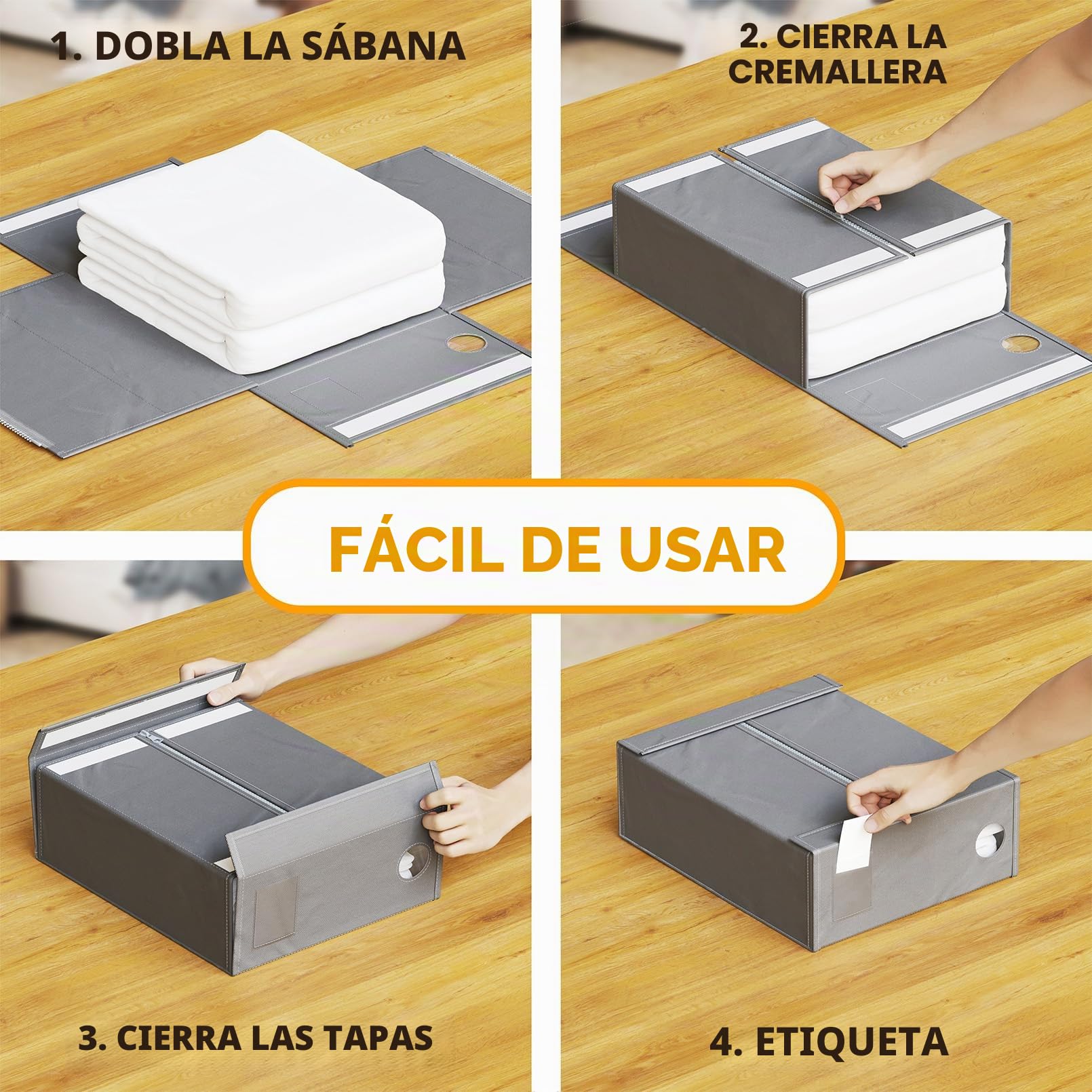 SpaceAid Paquete de 4 organizadores de sábanas y almacenamiento, organizador de sábanas plegable para armario de lino, juego de sábanas con ventana XL (tamaño Queen y King), contenedor organizador de
