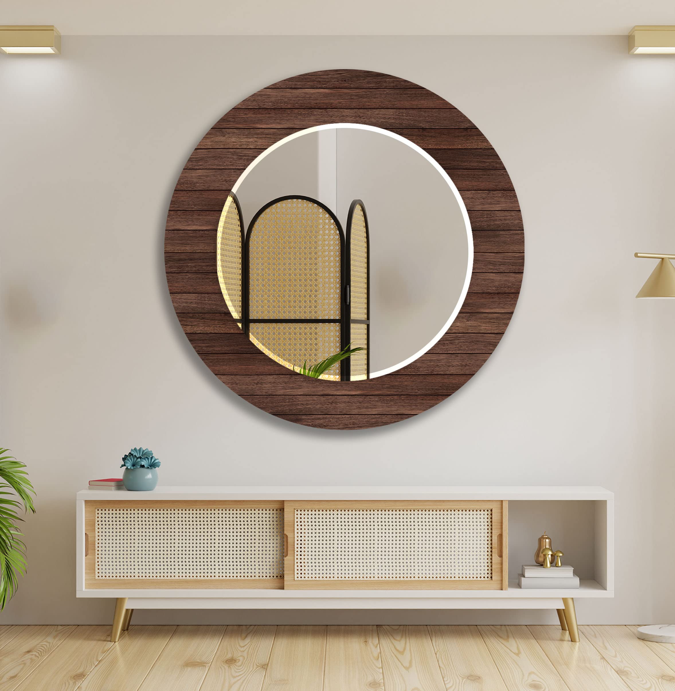Okrągłe lustro na ścianę, 60 cm, lustro łazienkowe, duże okrągłe lustro, dekoracja ścienna, lustro ze szkła hartowanego, lustro wiszące na ścianie, lustro toaletowe, 141 RM