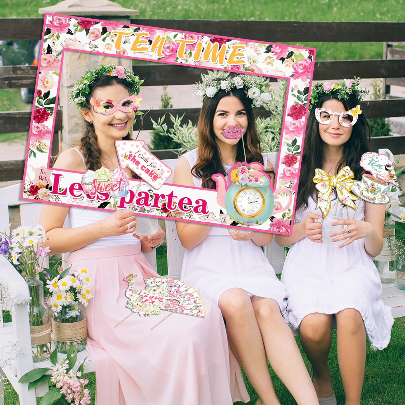 Amazon.com: Tea Party Decorations, Floral Lets Partea Photo Booth