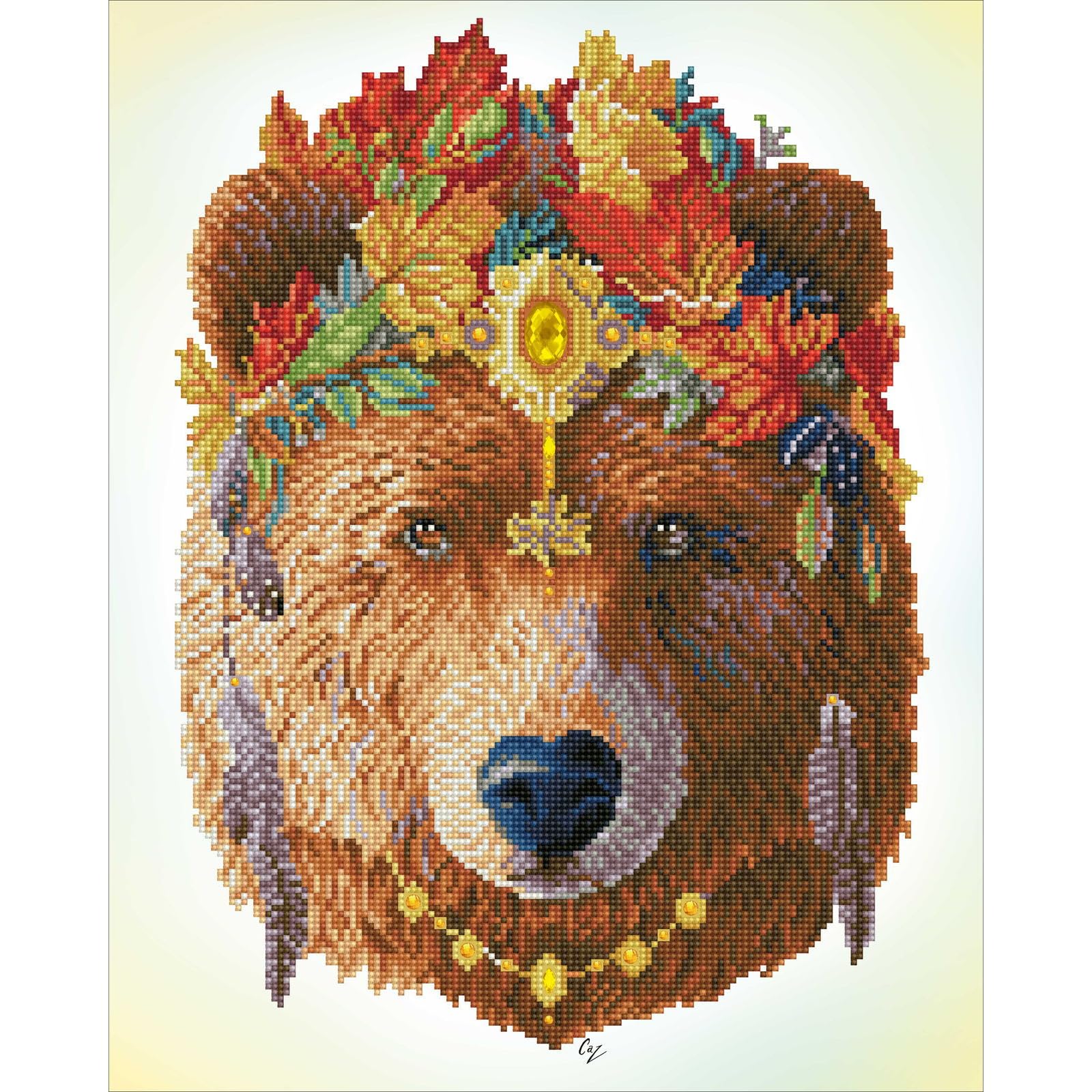 Kit per diamond painting "Orso Bohemien" di Diamond Dotz per adulti con gemme