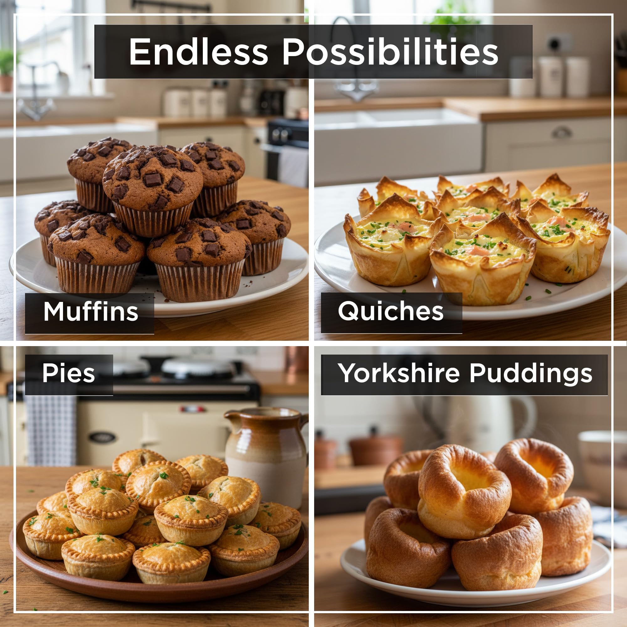 Wrenbury Lot de 2 moules à muffins antiadhésifs pour la cuisson de 12 tasses - 7,5 cm de profondeur - En acier carbone sans PFOA - Résistant à la déformation - Facile à nettoyer