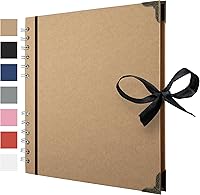 Bstorify 8x8 Inch Scrapbook Album 60 Pages Thick 200GSM Brown Kraft Paper - Photo Memory Book for Crafts & Gifts