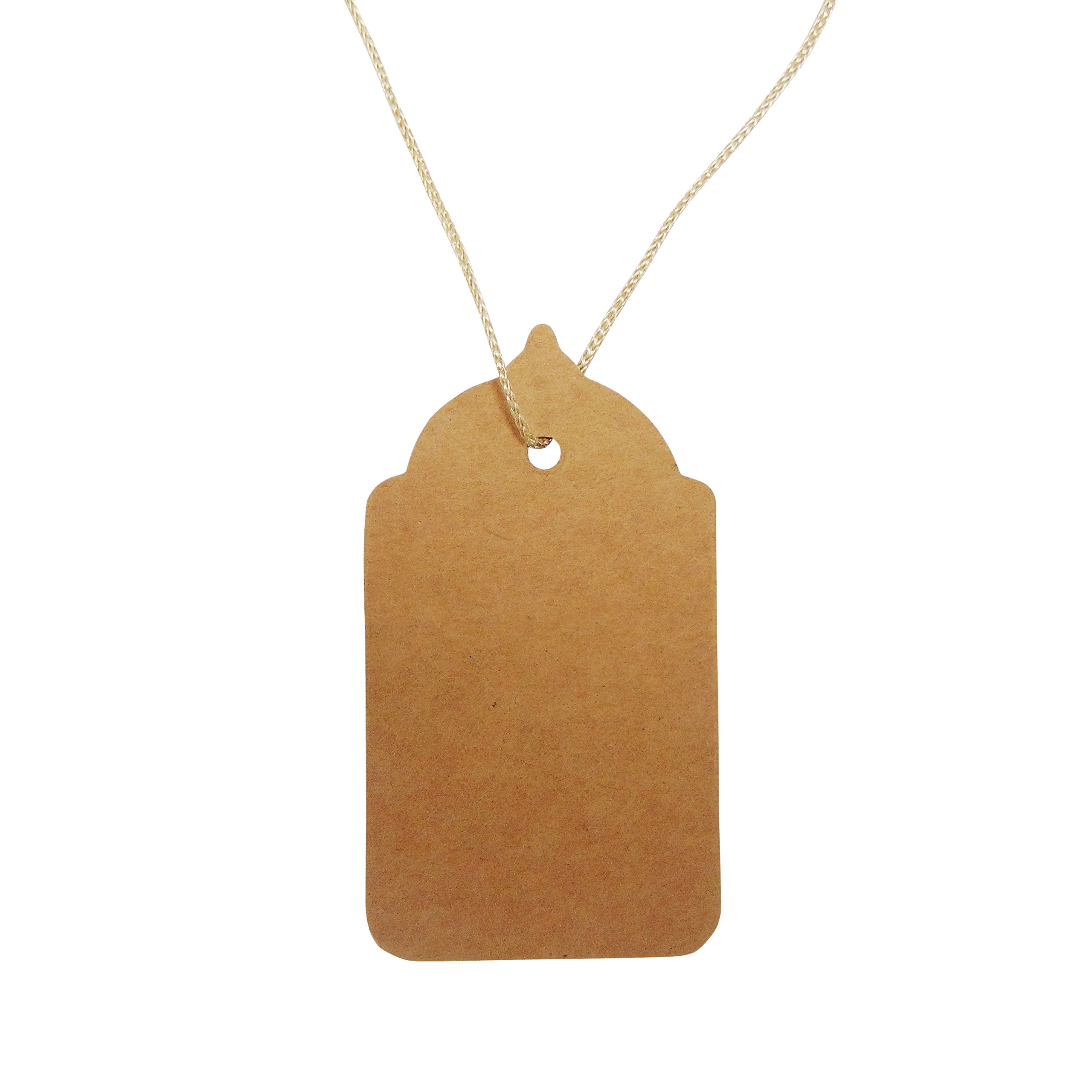 Swift Brown Gift Hang Tags Dome Shaped with String Kraft Card Paper Clothing Price Labels 70mm x 40mm (Pack of 100)