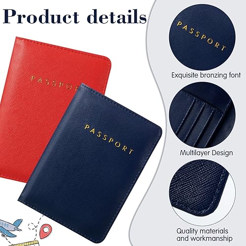 Vista 3 de Frienda 2 piezas de fundas de pasaporte nupcial titular cartera de viaje para pasaporte