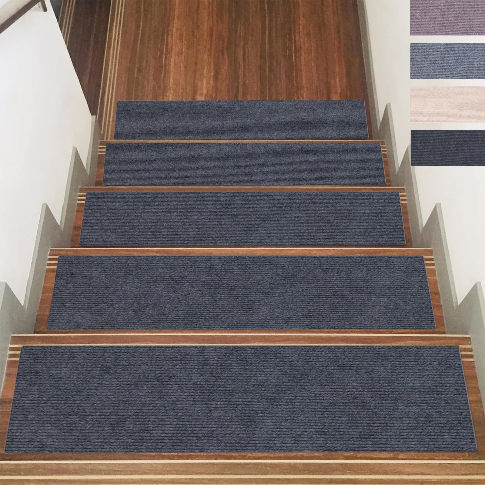 Treppenmatten 25 x 80 cm Kuschlig Weichem Flor, Selbstklebend Und Antirutsch, Zuschneidbar, Wiederverwendbarer, 5 X Treppenstufen Antirutsch, Treppenstufen Matten für Kinder, Älteste, D