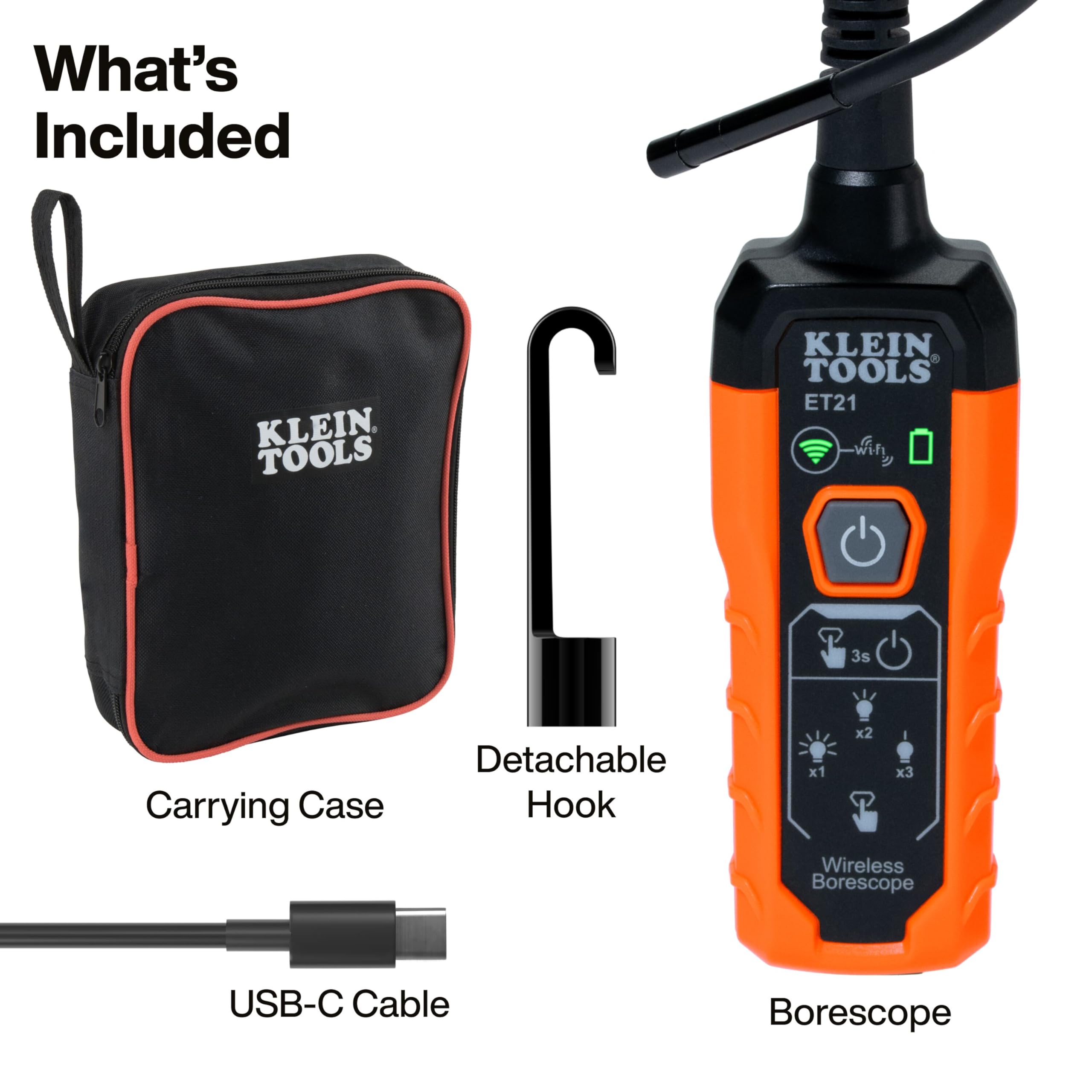 Klein Tools ET21 WiFi Borescope with Light, 5.5 mm 5-Foot Waterproof Snake — Amazon image 2