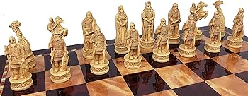Amazon.com: Antique Ivory & Brown Norse Viking Chess Set with 18