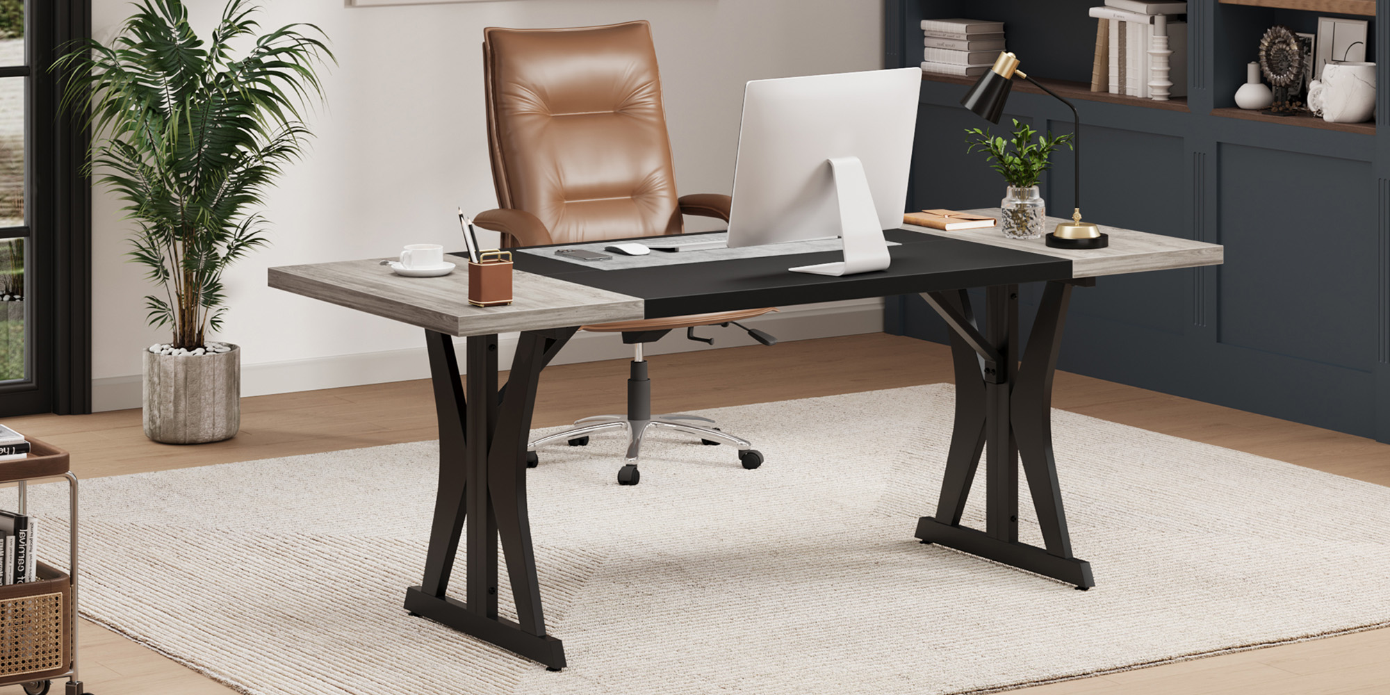Amazon.com: Bestier 70 Inch Large Executive Desk, Modern Simple