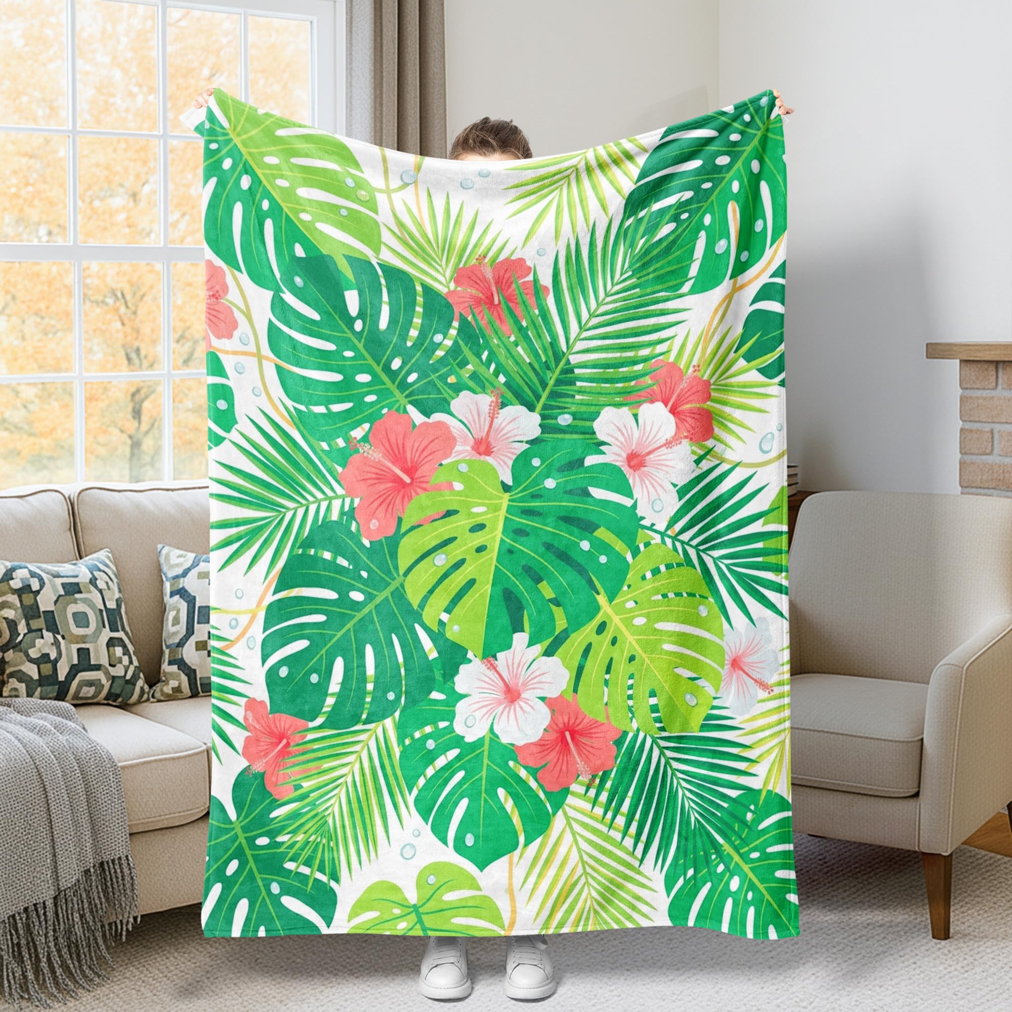 Couverture Monstera en molleton doux pour réchauffer l'atmosphère de votre lit
