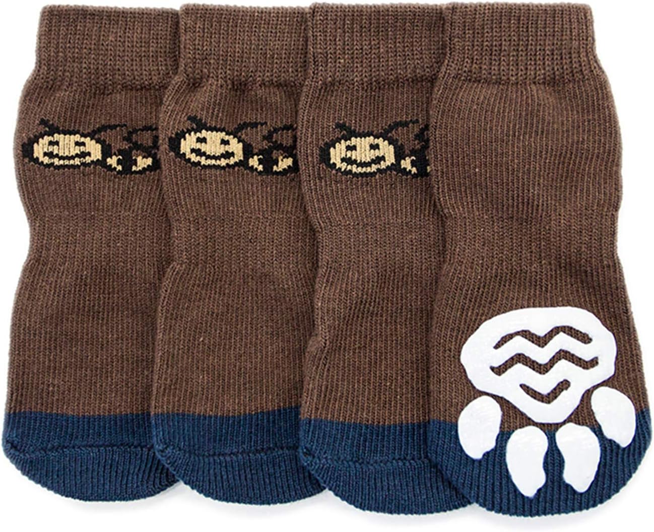 lanboer 4 Pieces Anti-Slip Knit Dog Socks for Indoor Wear, Traction Control Pet Paw Protectors with Grips and Rubber Reinforcement for Large Dogs