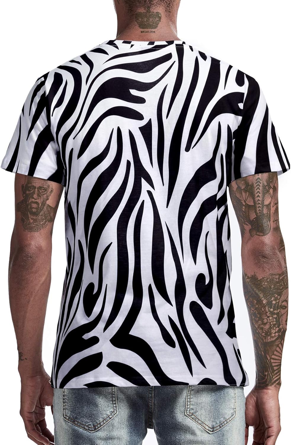 Funny World Men's Animal Print T-Shirt Graphic Short Sleeve Halloween Costume - Image 2