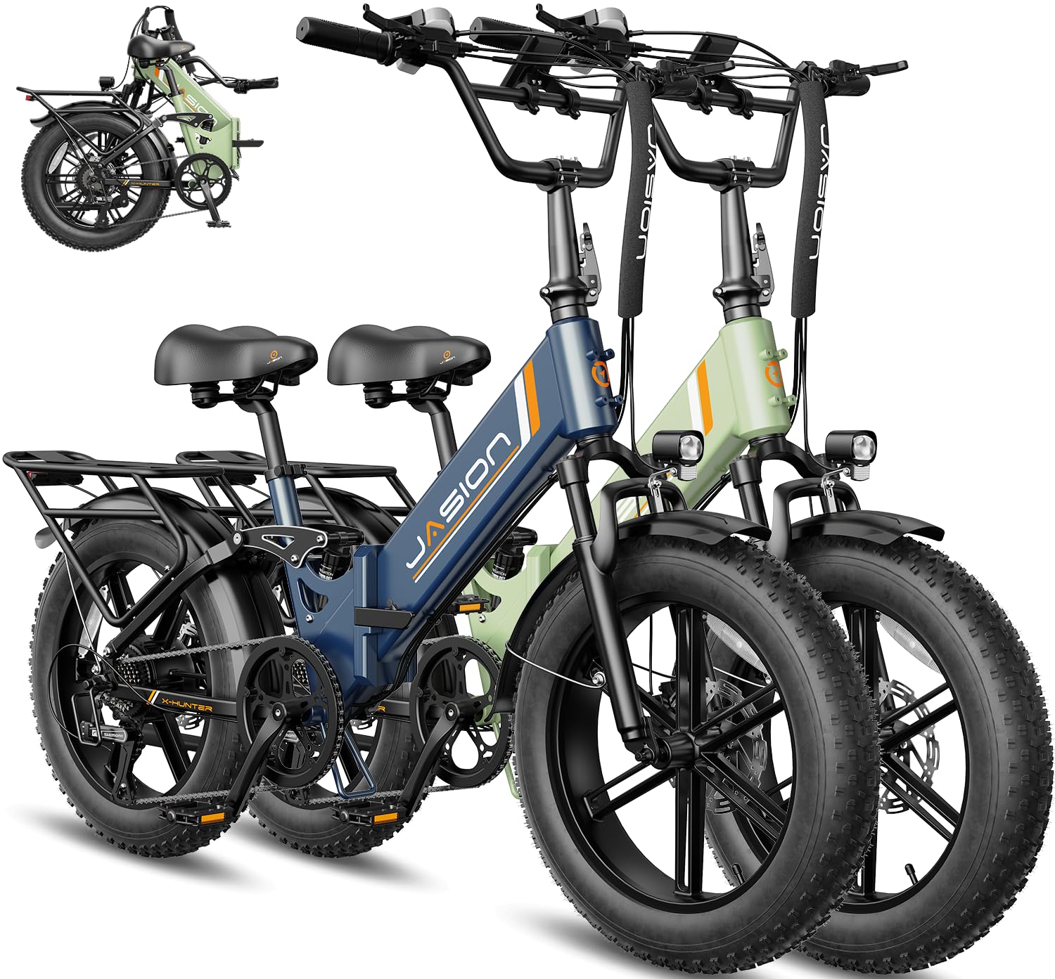 Jasion X-Hunter ST Foldable Electric Bike, 20" Fat Tire, 71Miles & 30+MPH Ebike, 1400W Peak Motor, 624WH Removable Battery, Full Suspension E-Bike for Adult, Step-Thru & Hydraulic Disc Brakes Bicycles