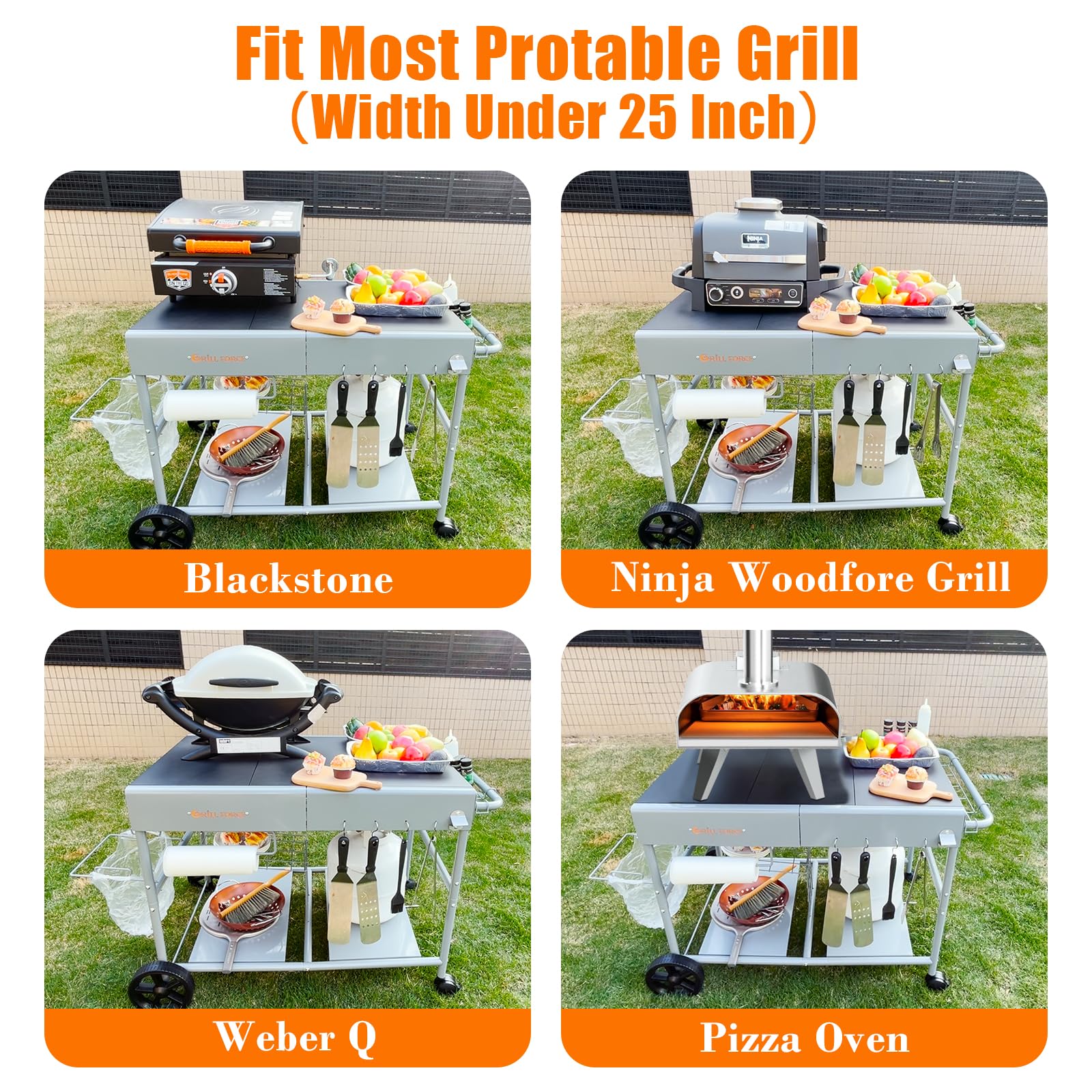 Portable Outdoor Grill Cart Portable Grill Table 17