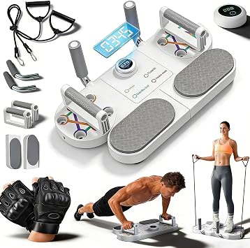 3-In-1 Multifunctional Push-Up Board, 2026 New 3 in 1 Fitness Board with Timer for Chest Workout Equipment,Push up Handles for Floor Chest & Ab Workout, Calisthenics Equipment for Men Women