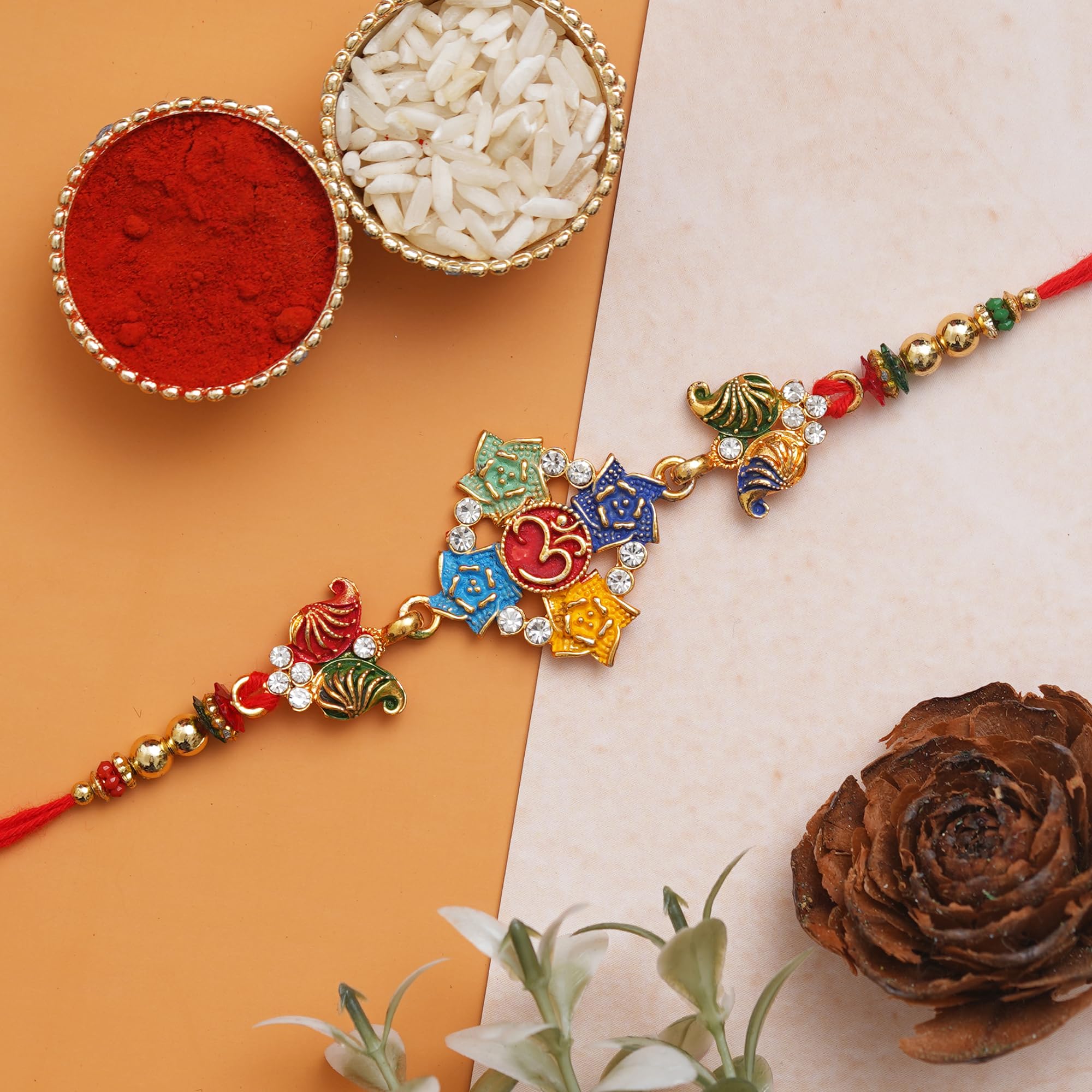Webelkart Latest Combo Of 1 Rakhi Set For Bhaiya And Bhabhi. Rakhi For Bhaiya Bhabhi, Lumba Rakhi For Bhabhi Rakshabandhan Gift, Krishna rakhi For Boys-image-12