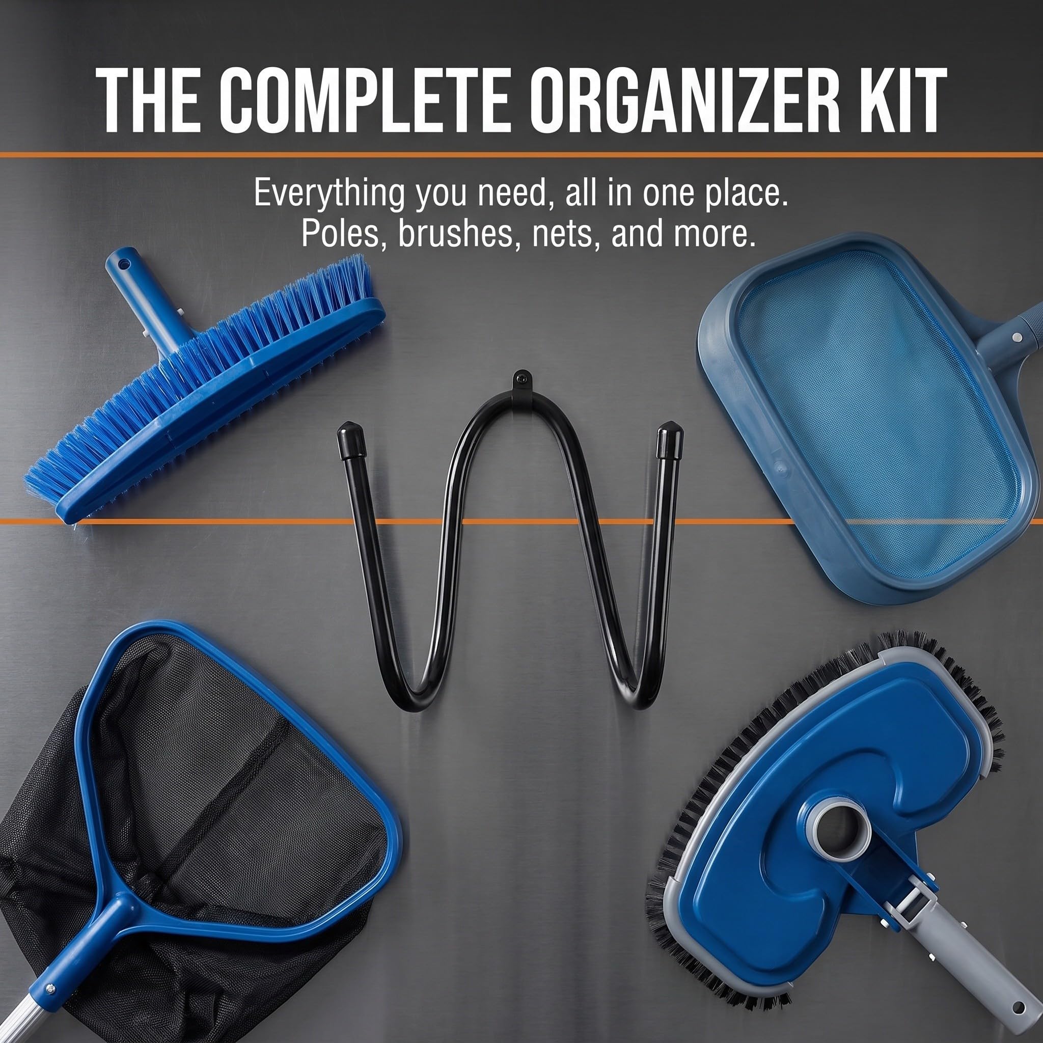 9 Piezas Organizador para Piscina Ganchos para Postes y Skimmers