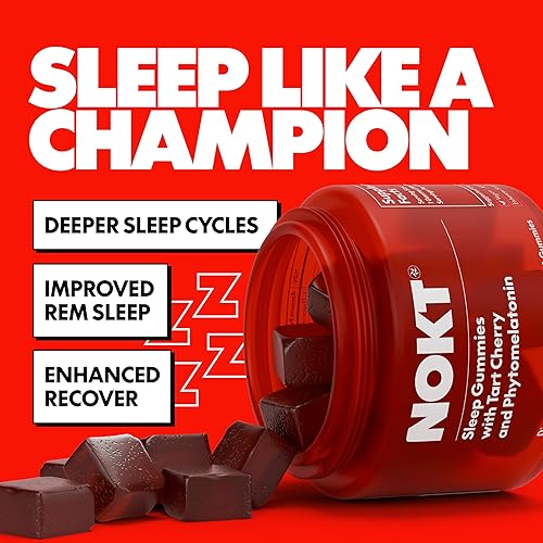 Miniatura 3 de NOKT Gomitas para dormir, cereza ácida y melatonina vegana, sin azúcar, sin gluten, suplemento nutricional, 30 gomitas, sabor a cereza ácida, forma