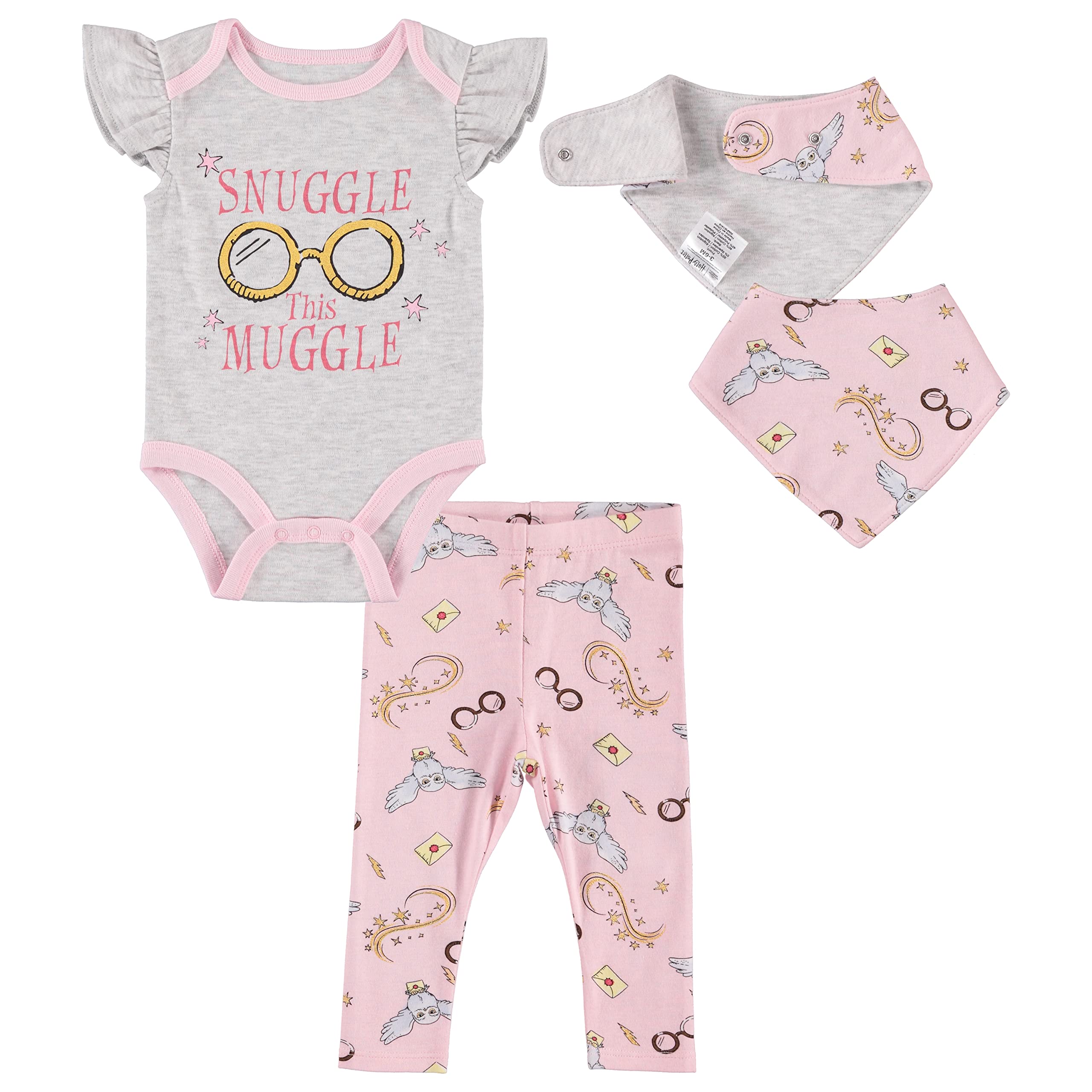 Infant Baby Girls One Piece Bodysuit with Pull-on Pant and Matching Accessory Set