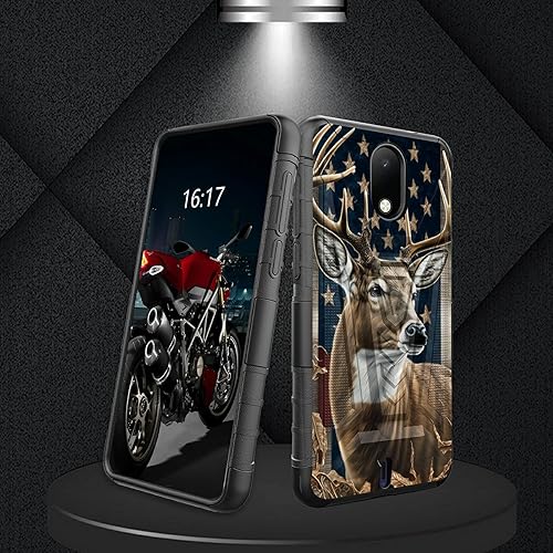 Miniatura 387 de AT&T Calypso 2 (U319AA) Funda con protector de pantalla de vidrio templado resistente con función atril integrado para debut de críquet, ciervo