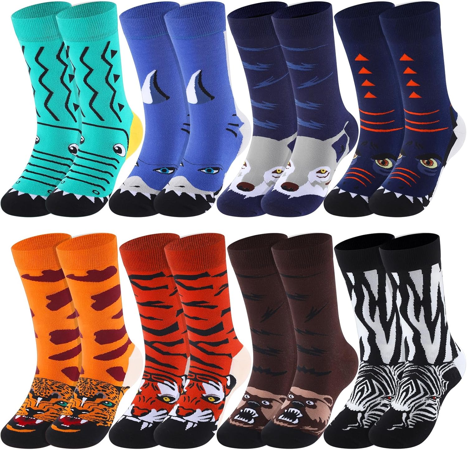 Frienda おもしろソックス メンズ ノベルティソックス アニマル柄 クレイジー コットン ドレスソックス 8足組 お父さん 夫