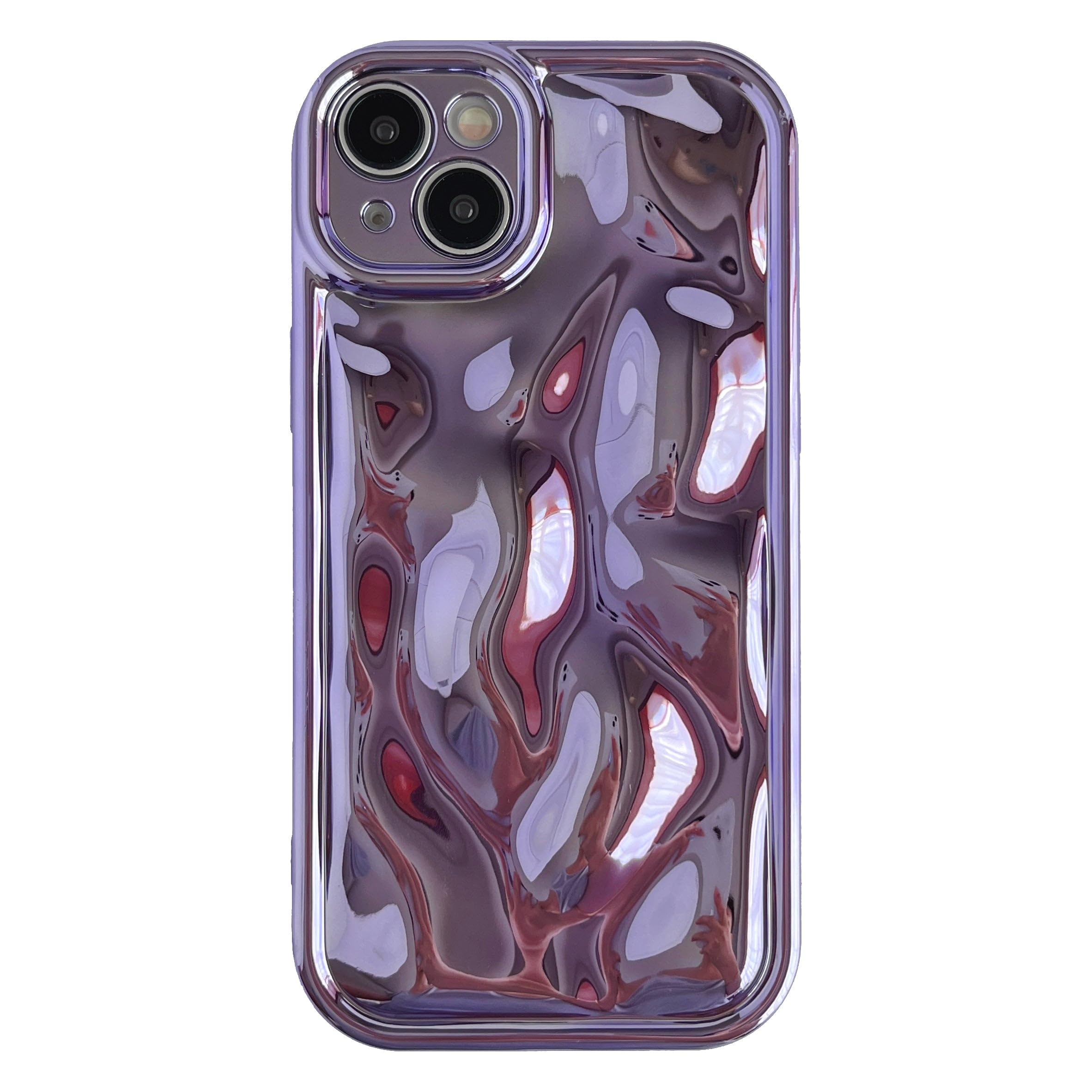 Caseative for iPhone 14 Plus Case,Water Ripple Wave Meteorite Bubble Chrome Plating Soft Phone Case (Light Purple)