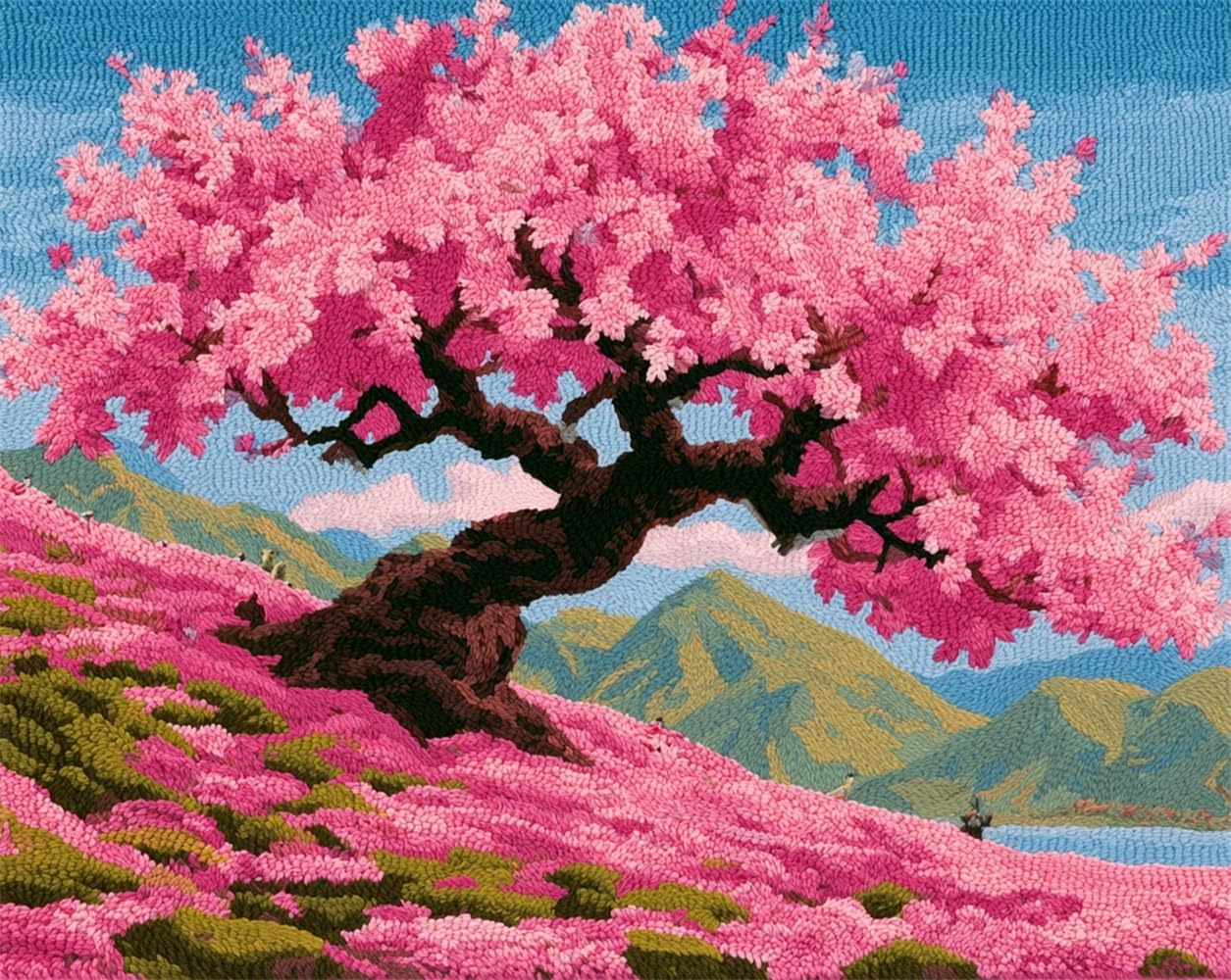 FWRTYCB Latch Hook Rug Kits,Cherry Blossom Tree