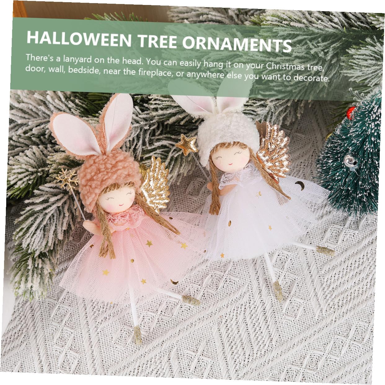 NUOBESTY Lot de 2 Décorations Suspendues d'ange pour Sapin de Noël Figurines Jupe en Tulle Rose Accessoires d'arbre Festifs Ornements Suspendus pour Décoration Intérieure et Extérieure
