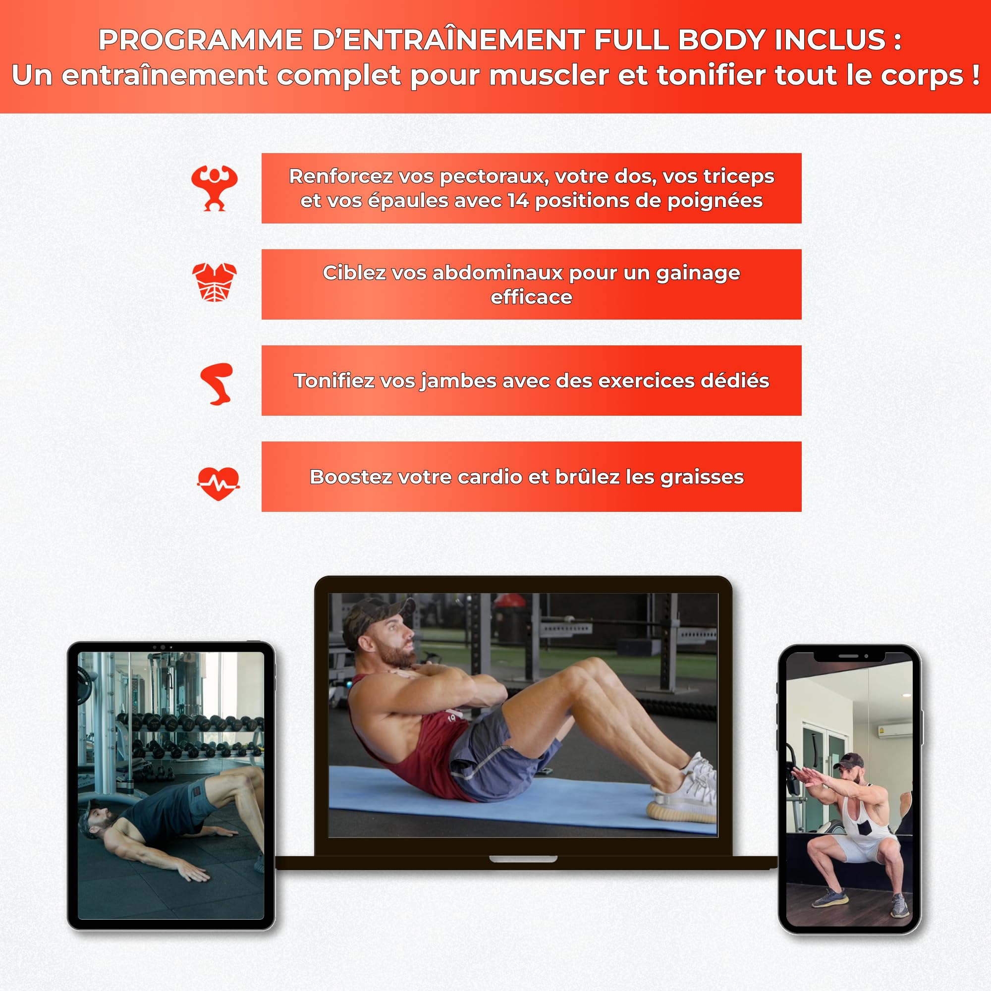 PRANAYA® Push Up Board 14-en-1 | Programme en Français + Vidéos QR Code | Planche à Pompes Guidée Pliable | Poignées Ergonomiques | Musculation Maison
