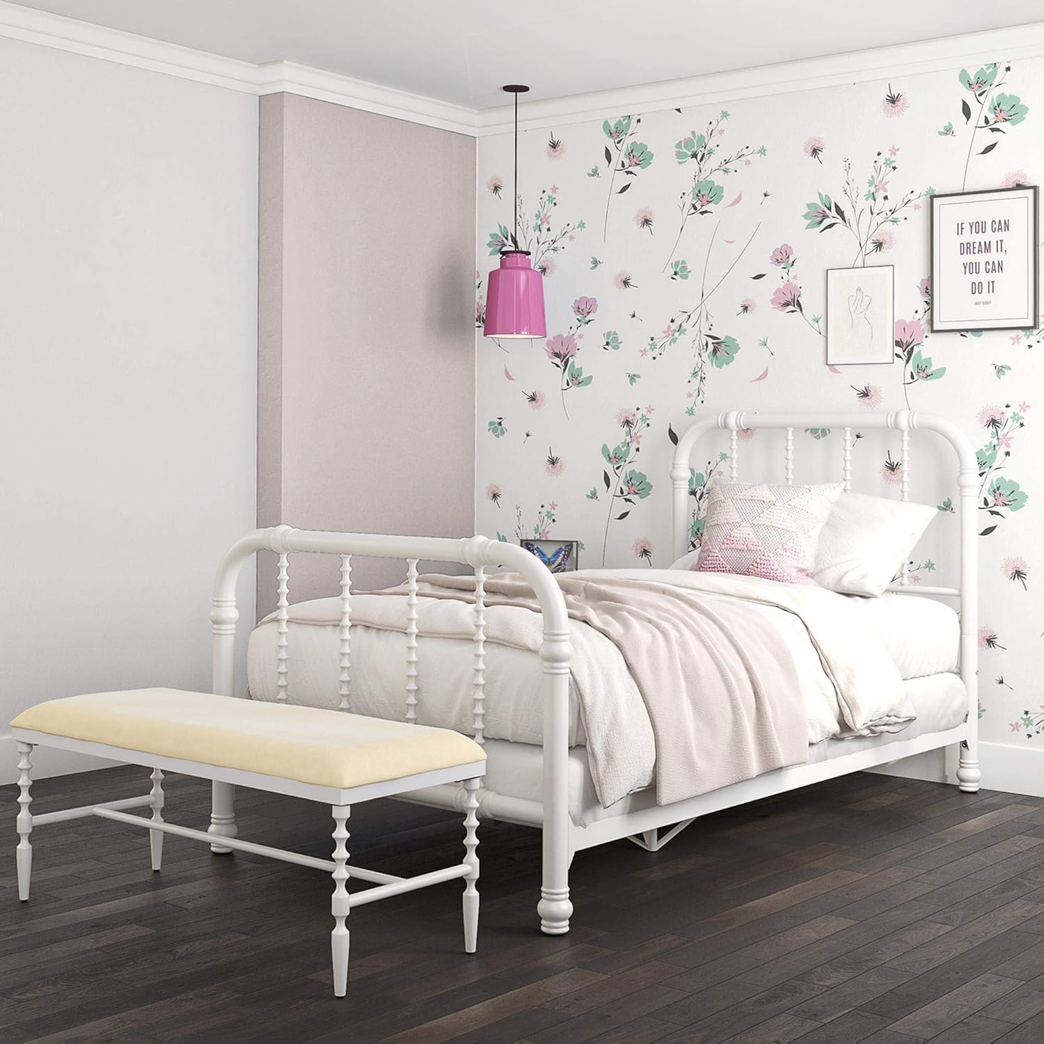 DHP Jenny Lind Kids Metal Bed Frame with Country Chic