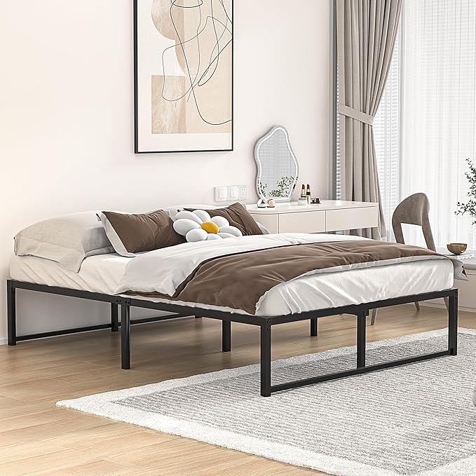 VECELO Queen Size Bed Frame,Industrial