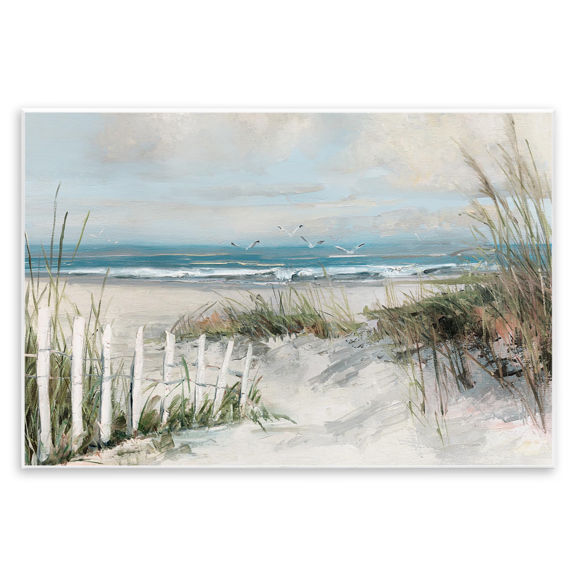 Stupell Industries Unframed Coastal Dunes Weathered Fence, 13 X 19 Inch Mounted Print On Wall Plaque