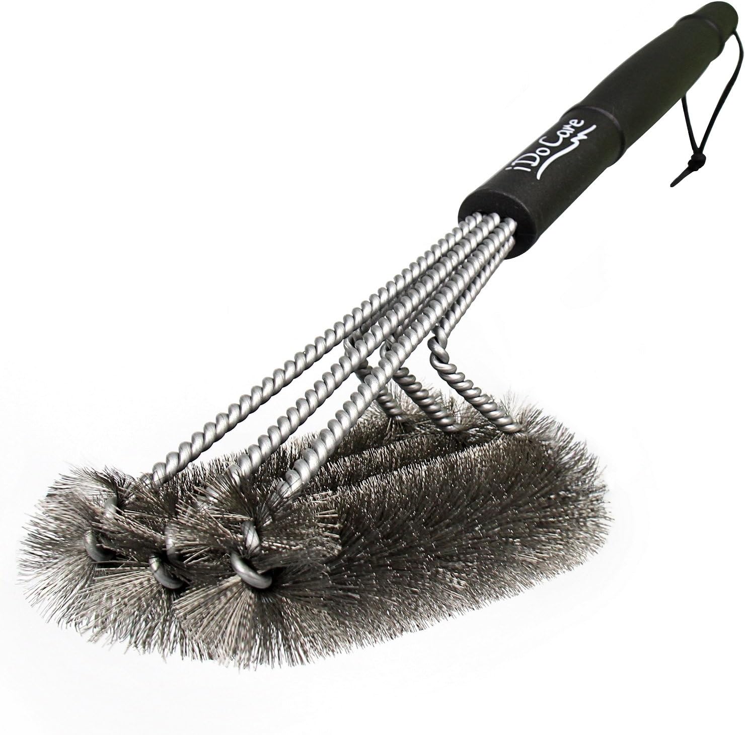 IdocareBBQ Grill Brush - 18" - 3 Stainless Steel Brushes in 1 - Best Barbecue Grill Cleaning Brush Provides 360° Cleaning - Perfect For Weber, Char-Broil, Gas, Electric, Porcelain & Infrared Grills