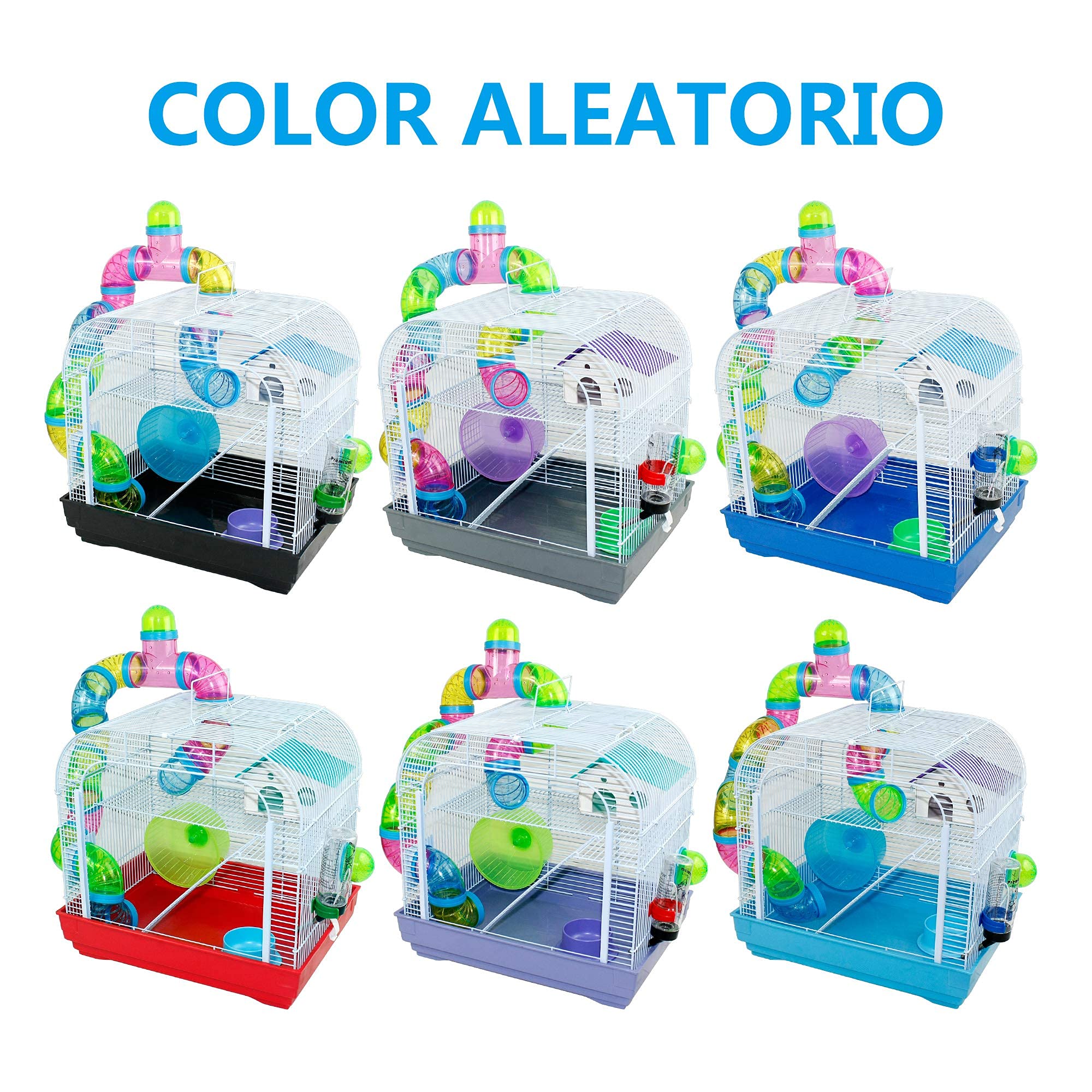 DZL® Jaula para Hamster(39.5X29.5X38CM) Color Azul/Purpura/Rojo se Entrega al Azar,Aviso Importante: el metacrilato Lleva un Protector de Papel Que se Quita!