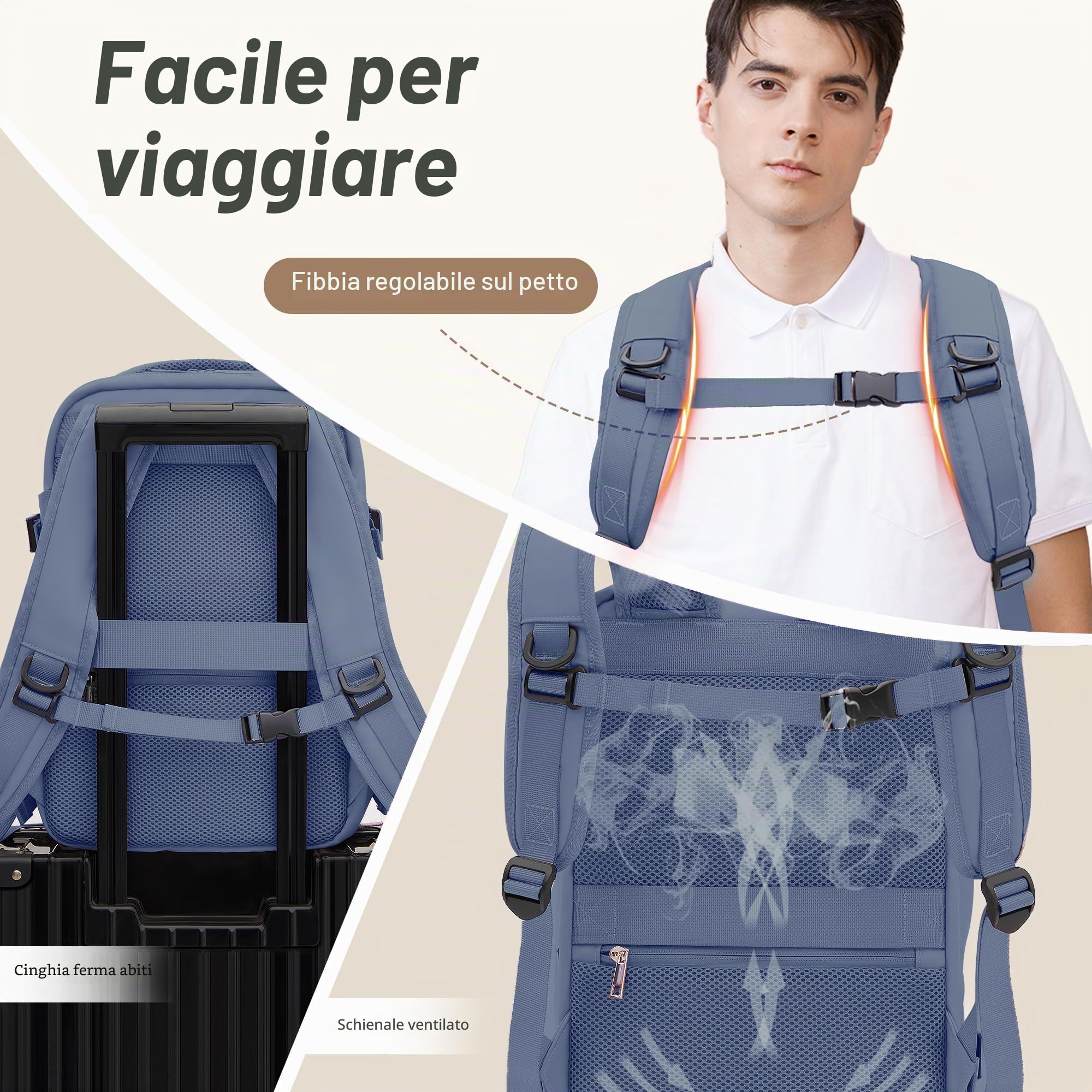 Zaino 40x30x20 Bagaglio a Mano 40x30x20 per Ryanair Zaino da Viaggio Aereo Piccolo Borsa da Cabina per Voli Donna Uomo