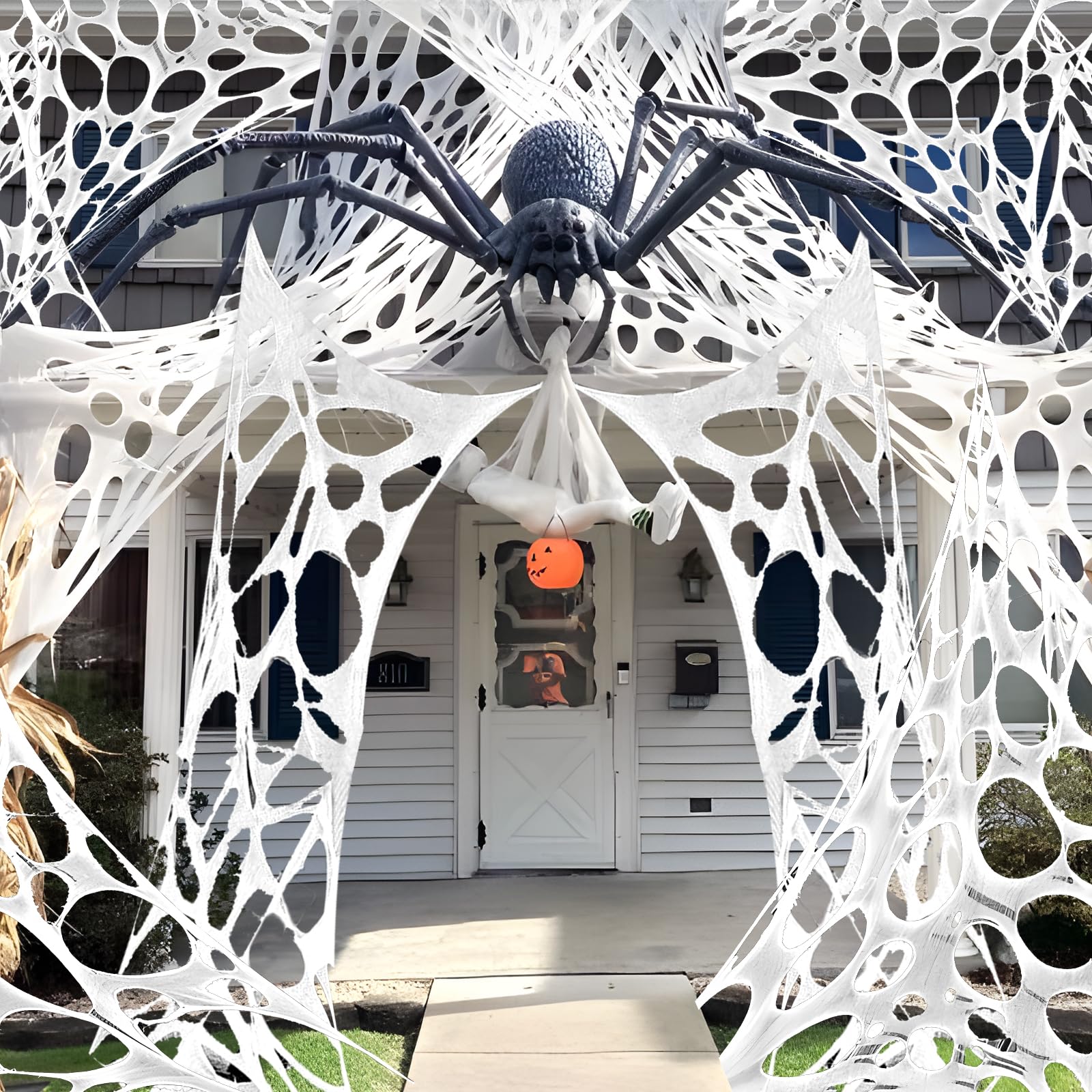 VICAMB 820sqft Giant Spider Web Halloween Decorations Outdoor Cut Your Own Spider Web Netting Beef Netting for Haunted House,Halloween Party