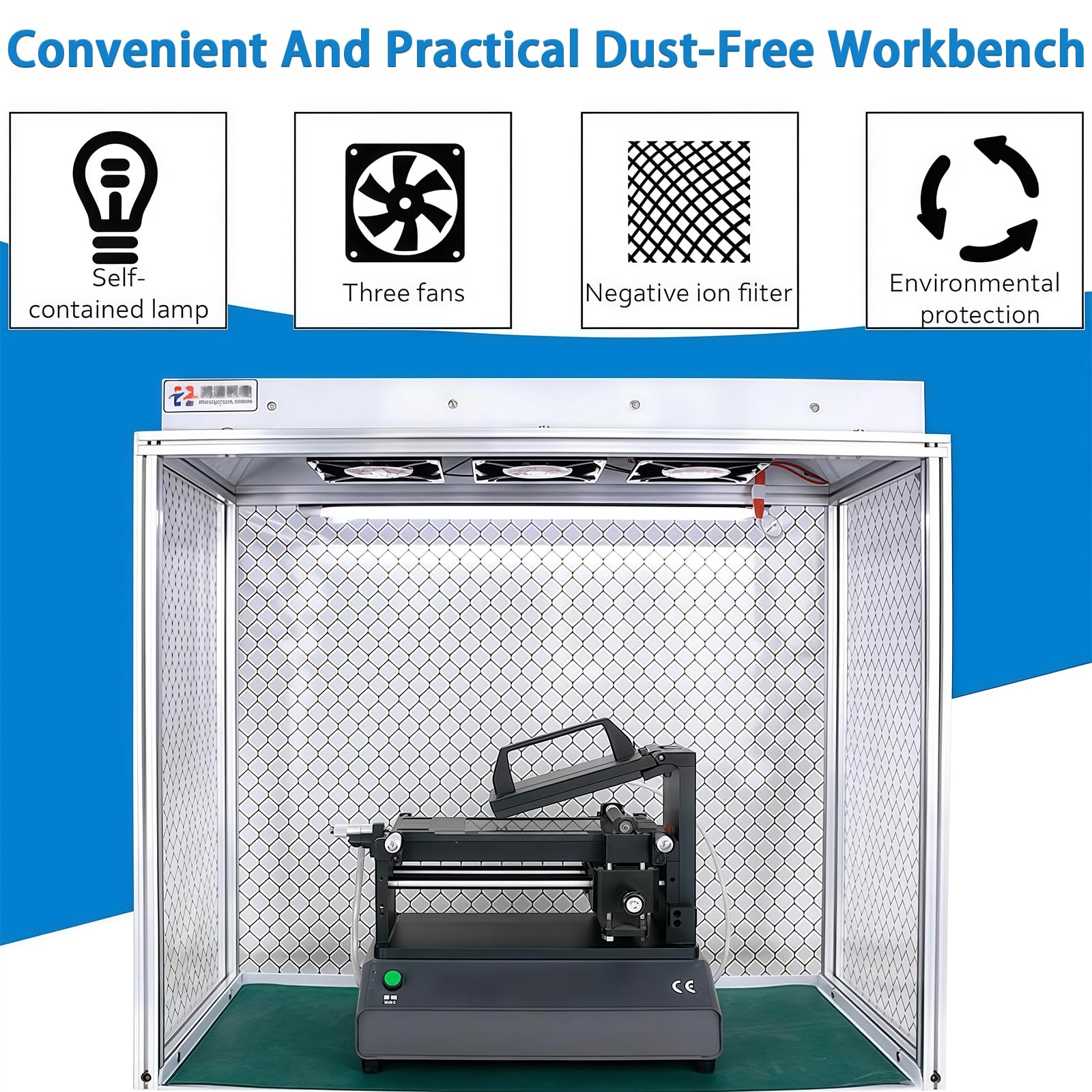 Campana De Flujo Laminar Vertical con Filtro Hepa, Cabina De Flujo Laminar con 3 Ventiladores, Cabina De Flujo Laminar para MicologíA, para Limpieza De Clase 100