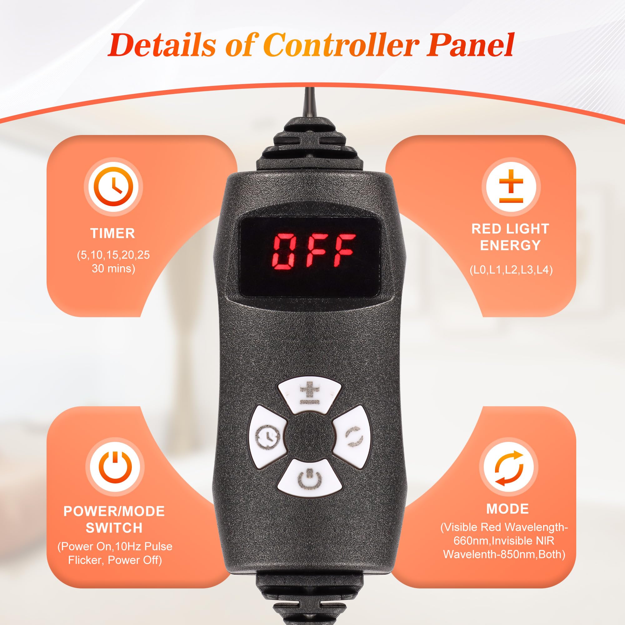 Lampe de luminothérapie rouge et infrarouge avec support - Longueur d'onde 660 nm/850 nm - Rotation à 360° - Minuteur - Hauteur réglable et luminosité pour une utilisation complète