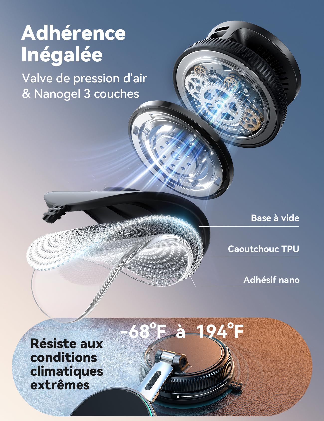 JOYROOM 15w Magsafe Chargeur Voiture [Ventouse à Vide & Gel Ultra-Fort] Support Telephone Voiture Magsafe Rotatif à 360° et Pliable Support Telephone Voiture Induction pour Iphone 17 16 15 14 13 12