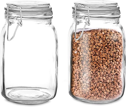 Miniatura 8 de Marbelous Juego de 3 tarros de vidrio con tapa hermética de 68 onzas con fianza de acero inoxidable y abrazaderas de gatillo