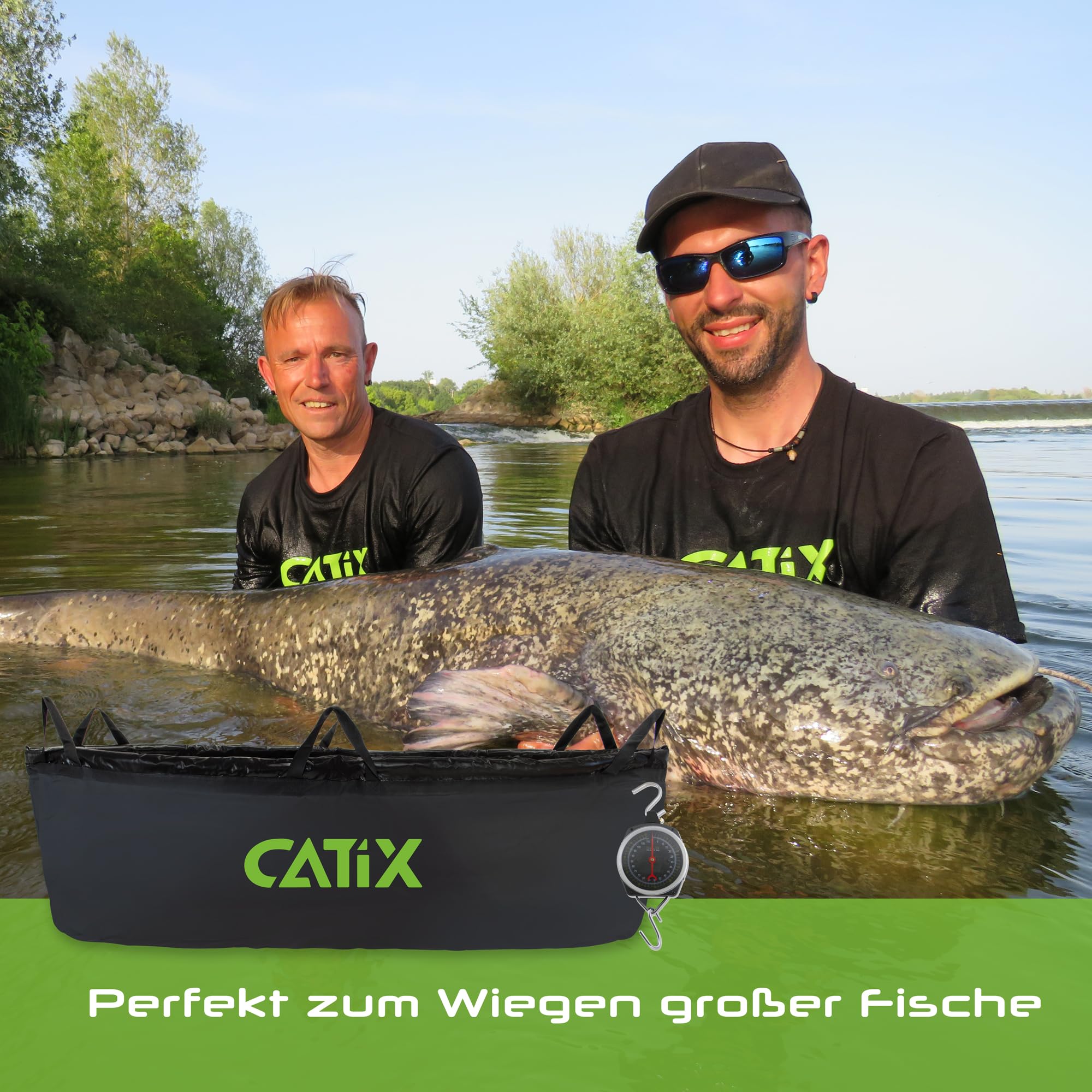 CATIX Weigh Sling – XXL Wiegesack & Transportmatte für Wels – 230x50x50cm – Schwimmend – 6 Trageösen – Fischschonend & Schnelltrocknend – Für Großwelse bis 100kg – Waller-Zubehör